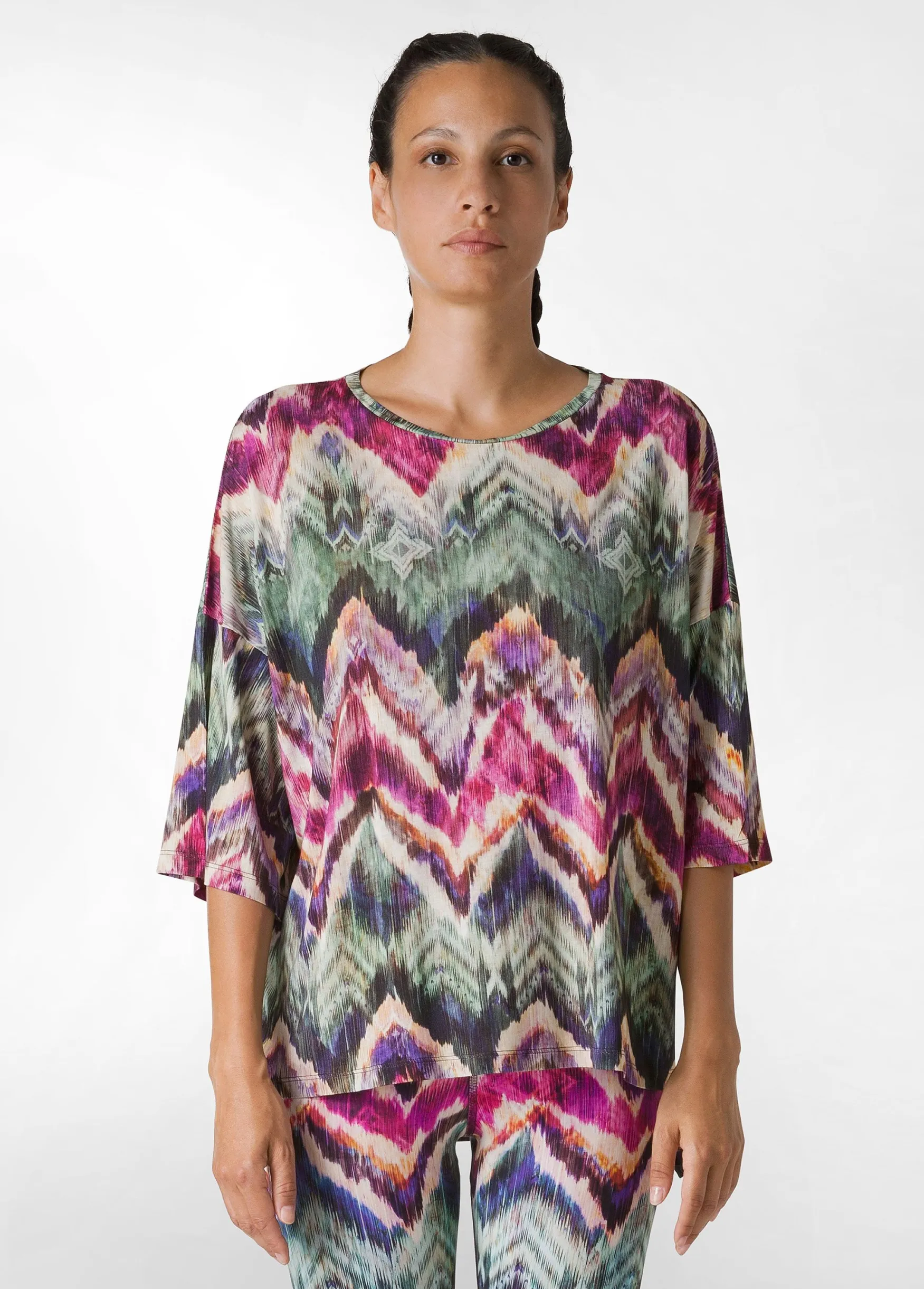 Outlet DEHA Allover Oversize Yoga T-Shirt Multicolor All Chevron