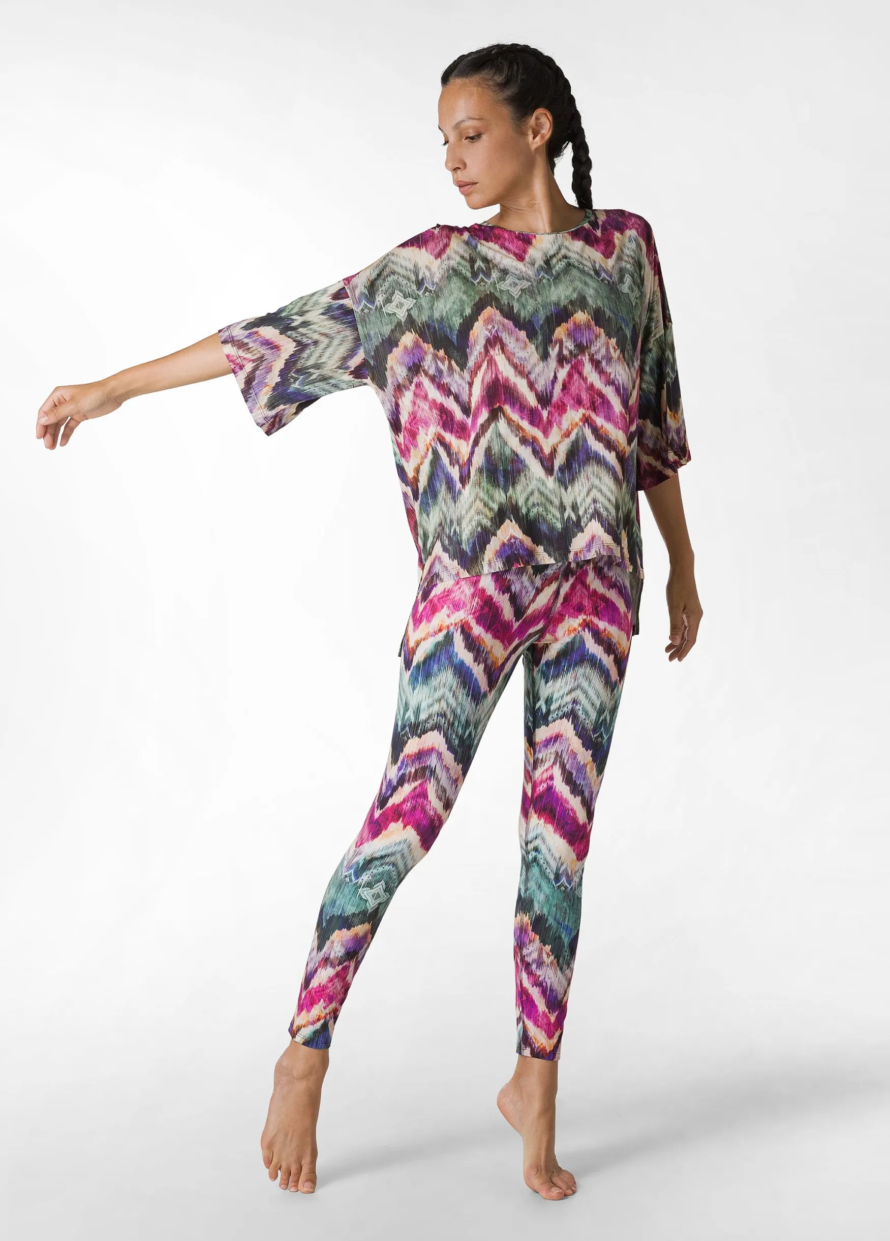 Outlet DEHA Allover Oversize Yoga T-Shirt Multicolor All Chevron