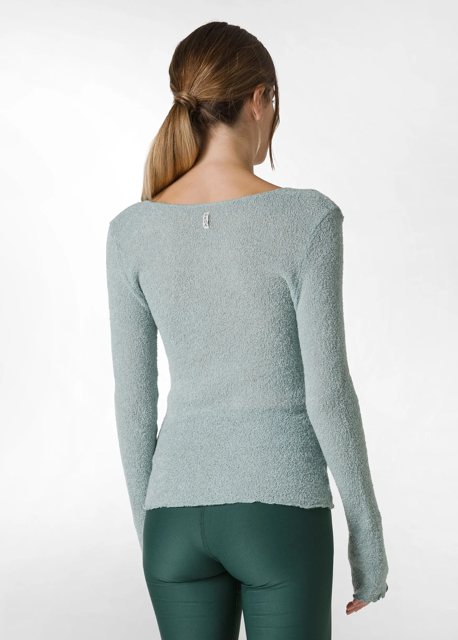 Hot DEHA Boucle Sweater Green Sage Green