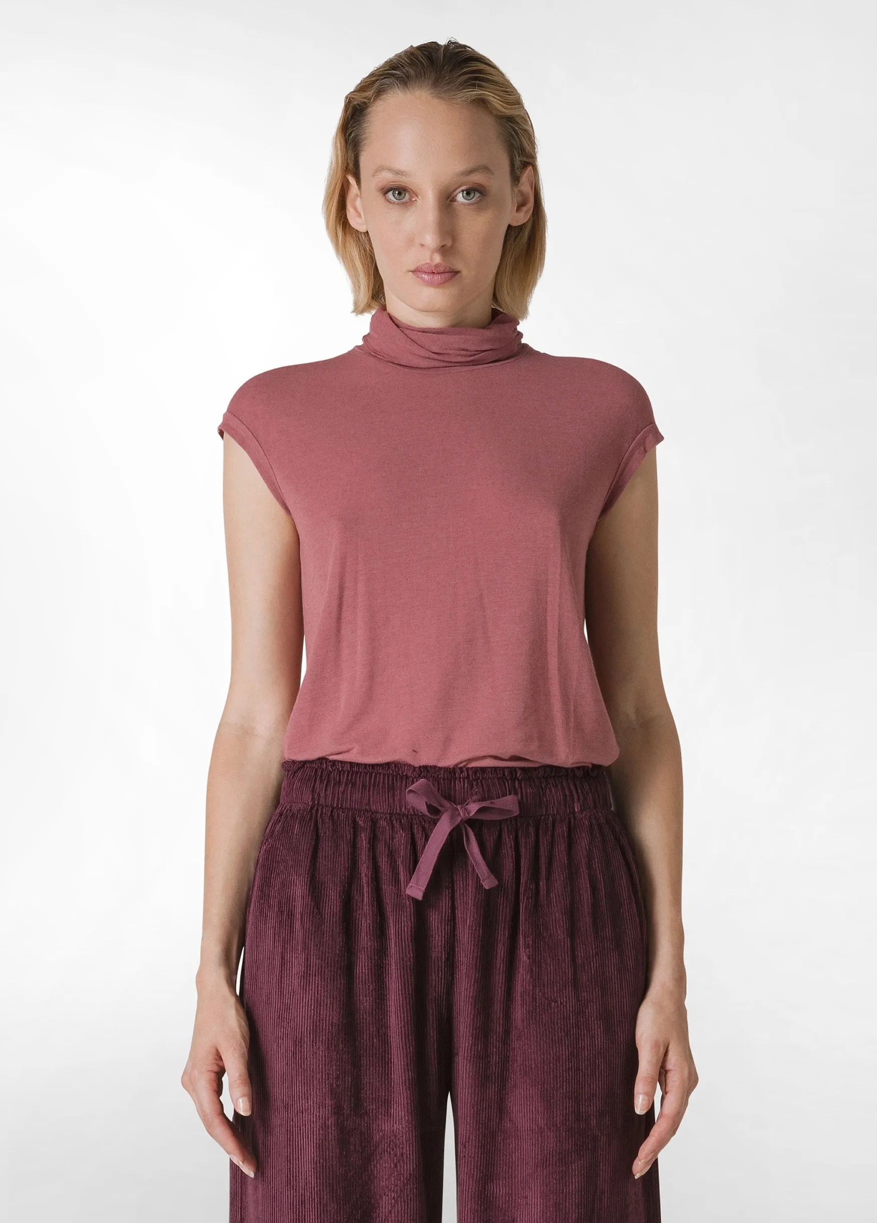 Flash Sale DEHA Cashmere Blend High Neck T-Shirt Pink Deco' Rose