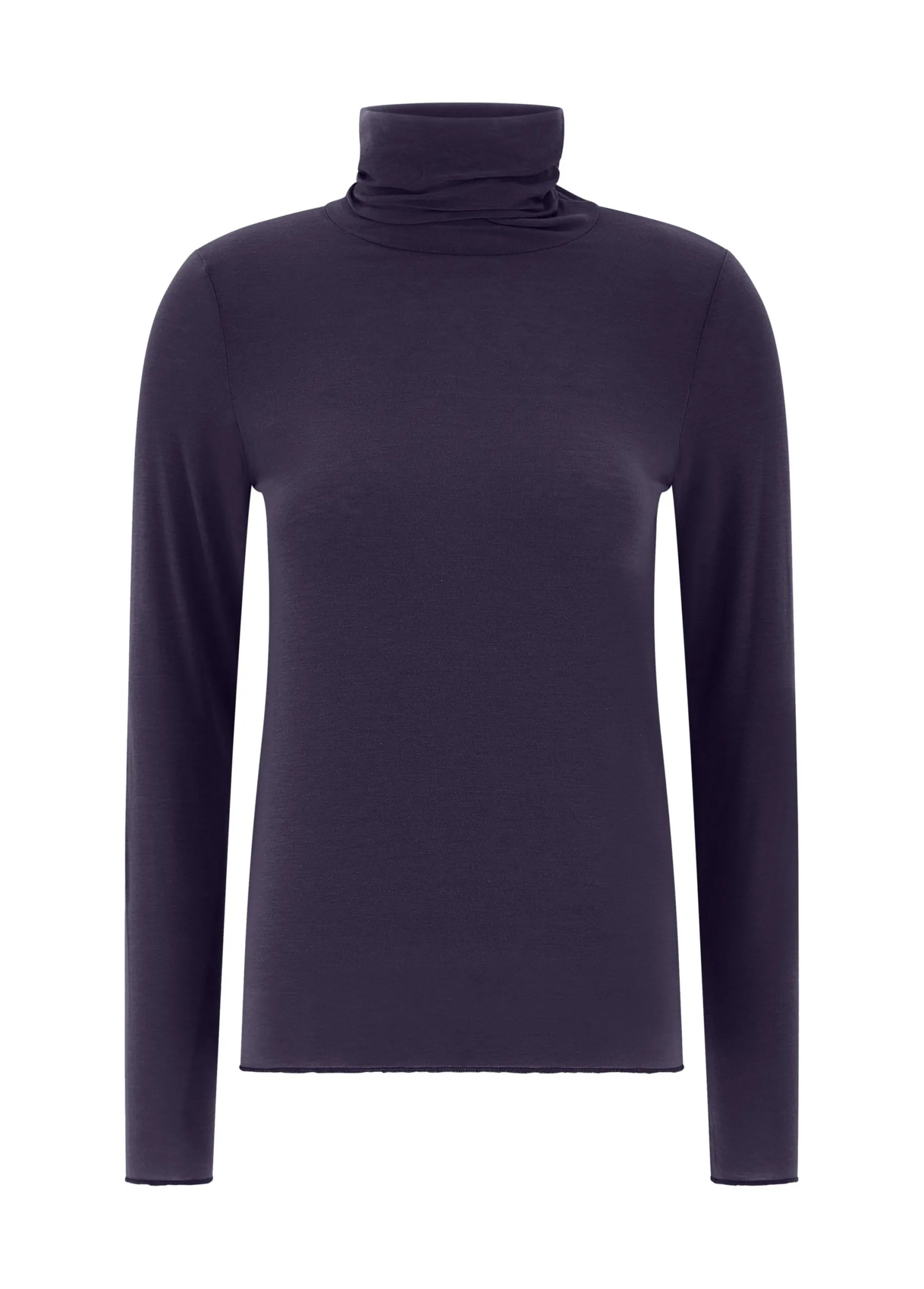 Fashion DEHA Cashmere Blend High Neck Top Purple Aubergine Violet