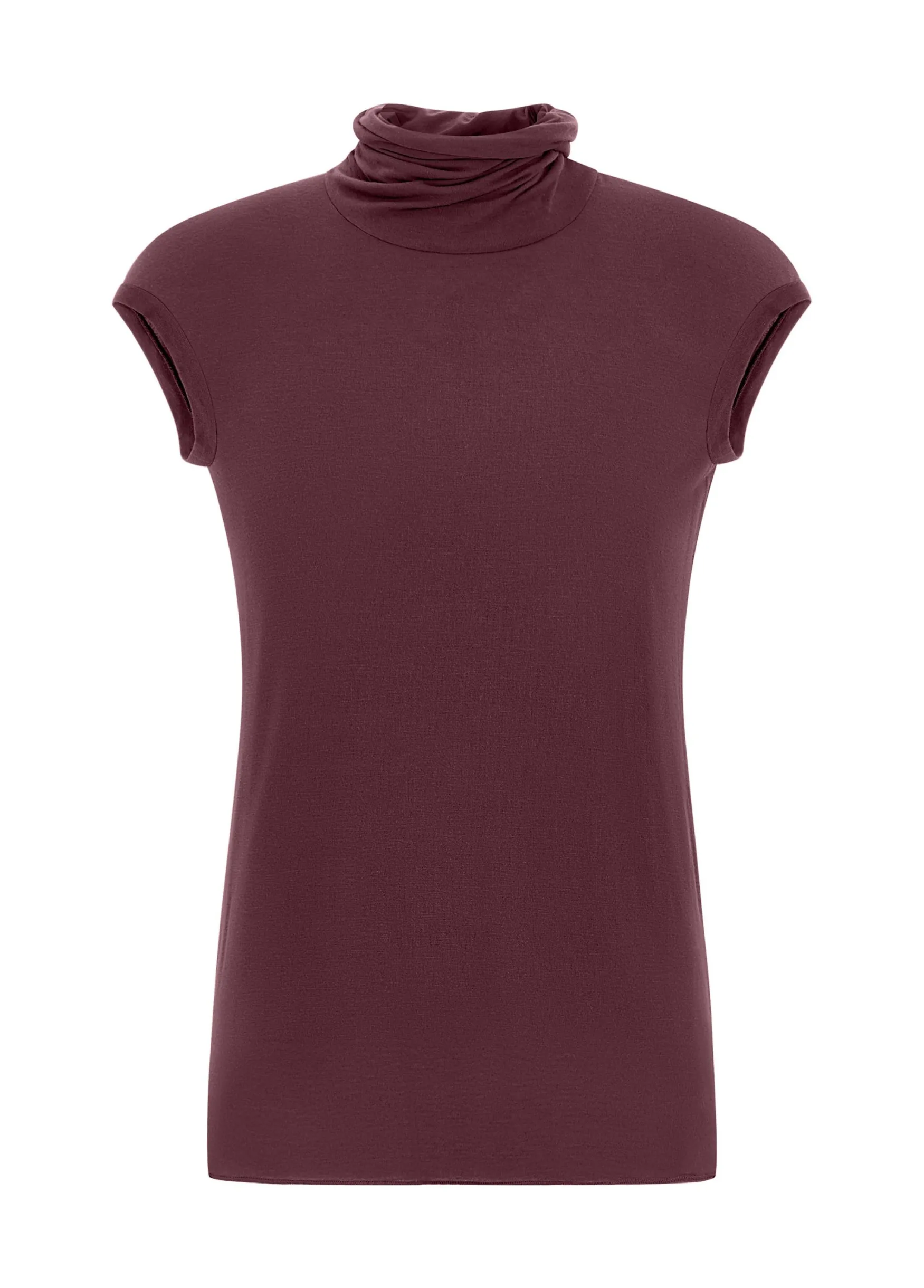 Fashion DEHA Cashmere Blend High Neck T-Shirt Red Tibetan Red