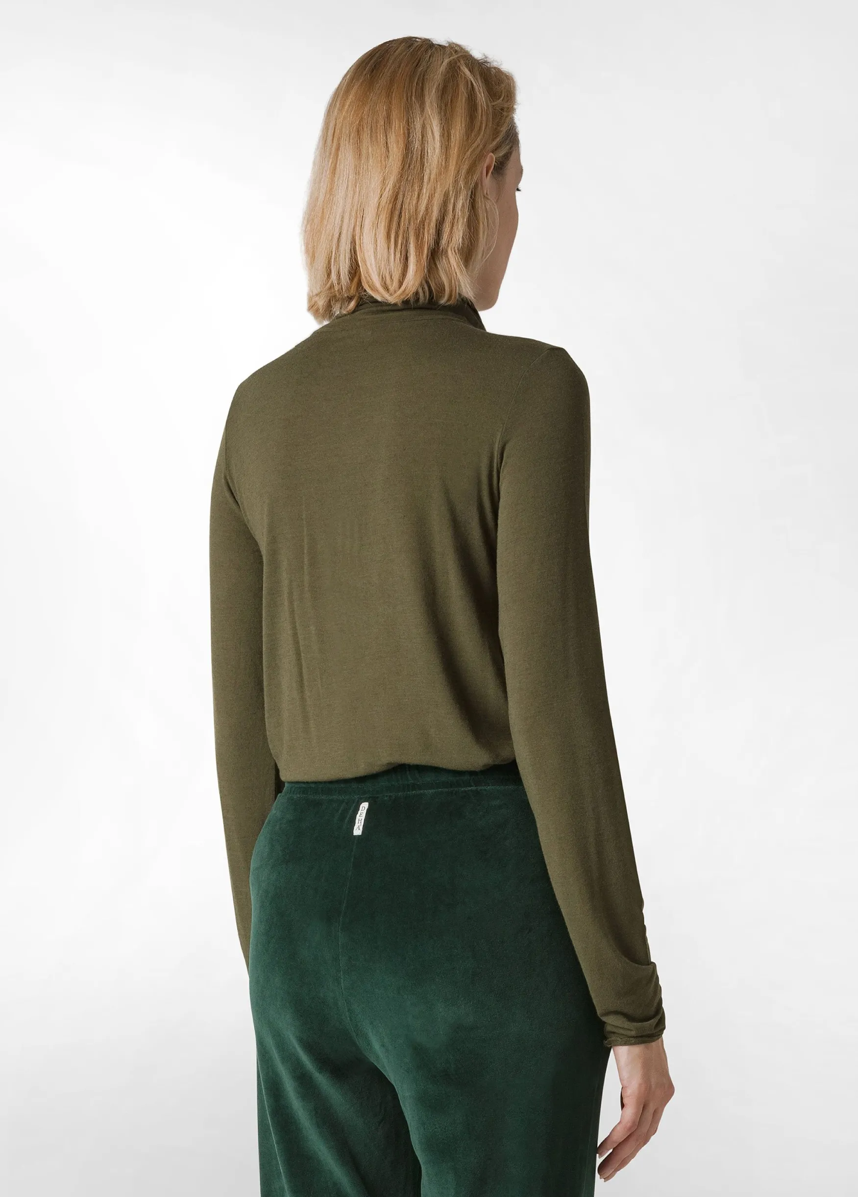 Outlet DEHA Cashmere Blend High Neck Top Green Olive Green