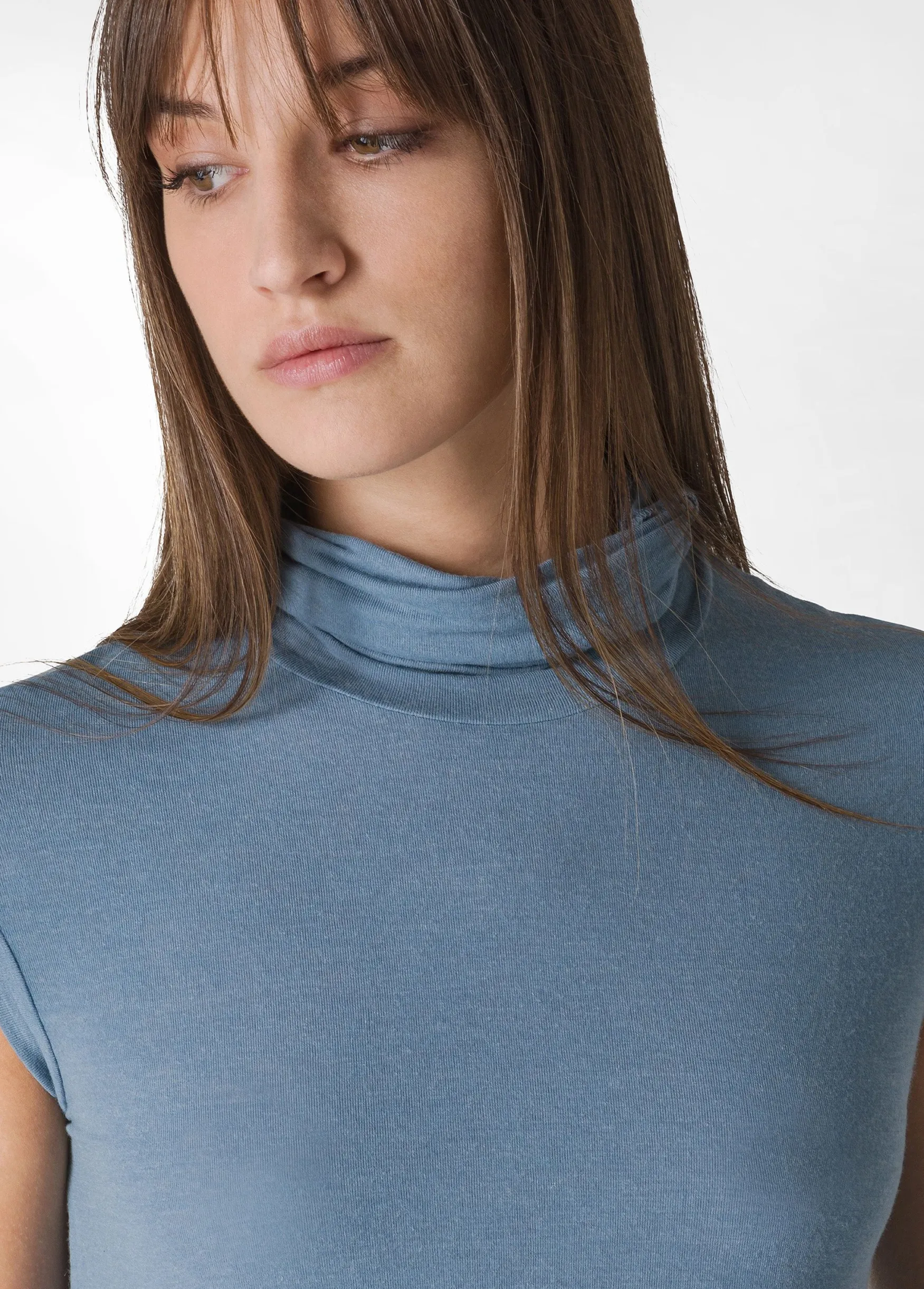 Store DEHA Cashmere Blend High Neck T-Shirt Blue Midblue