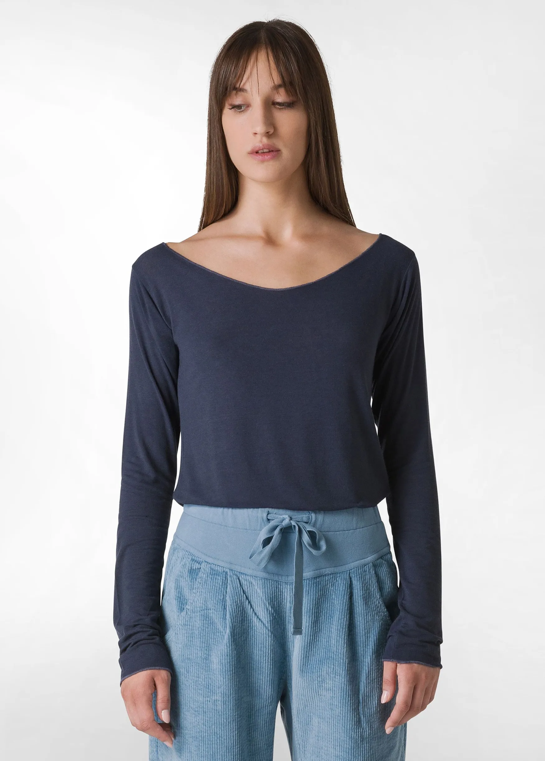 Shop DEHA Cashmere Blend T-Shirt Blue Blue Night