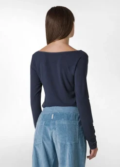 Shop DEHA Cashmere Blend T-Shirt Blue Blue Night