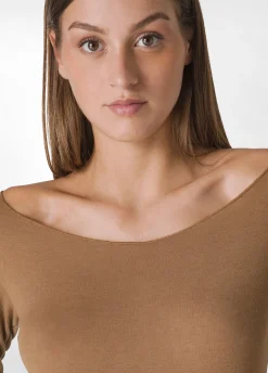 Clearance DEHA Cashmere Blend T-Shirt Brown Biscuit Brown
