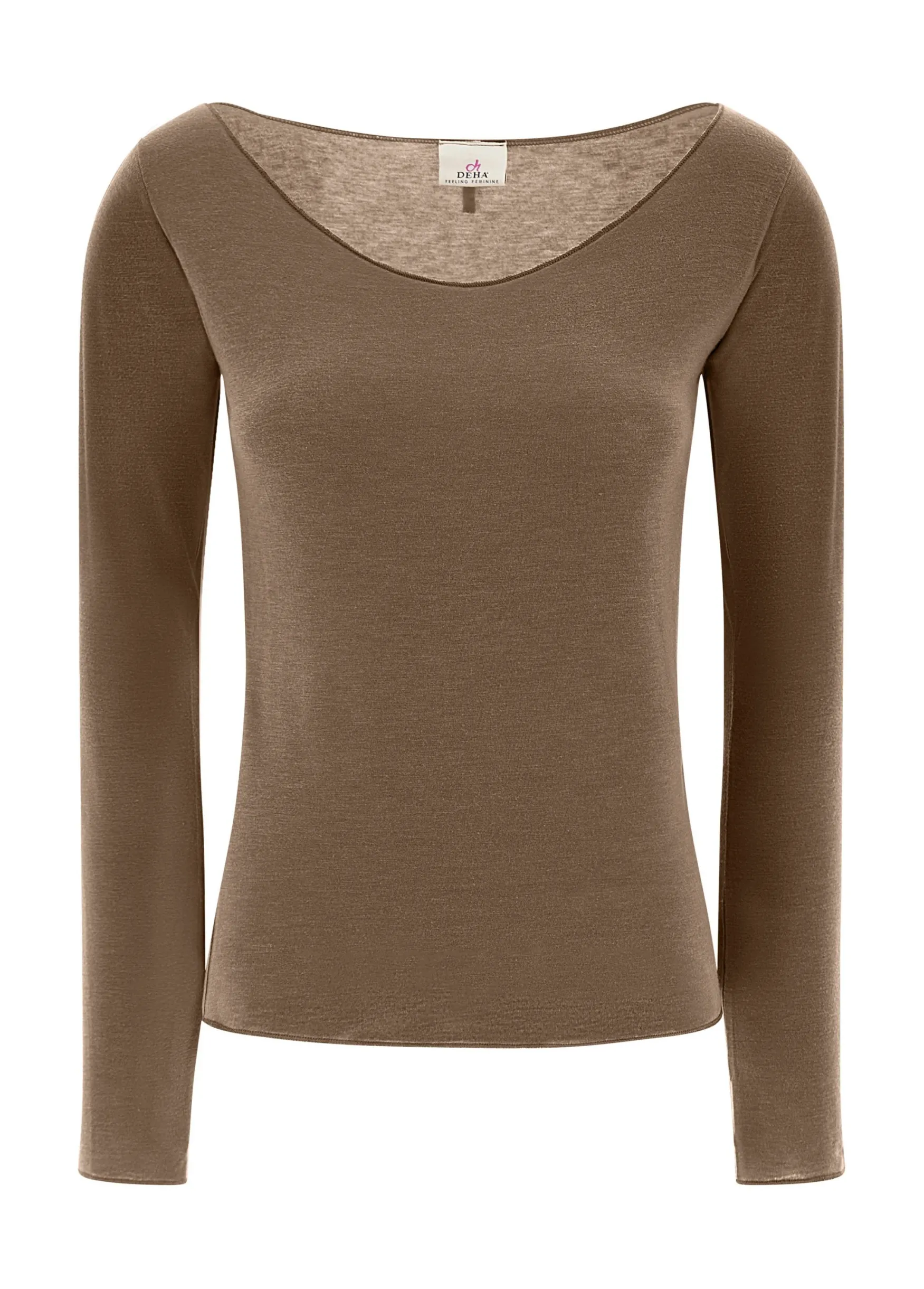 Clearance DEHA Cashmere Blend T-Shirt Brown Biscuit Brown