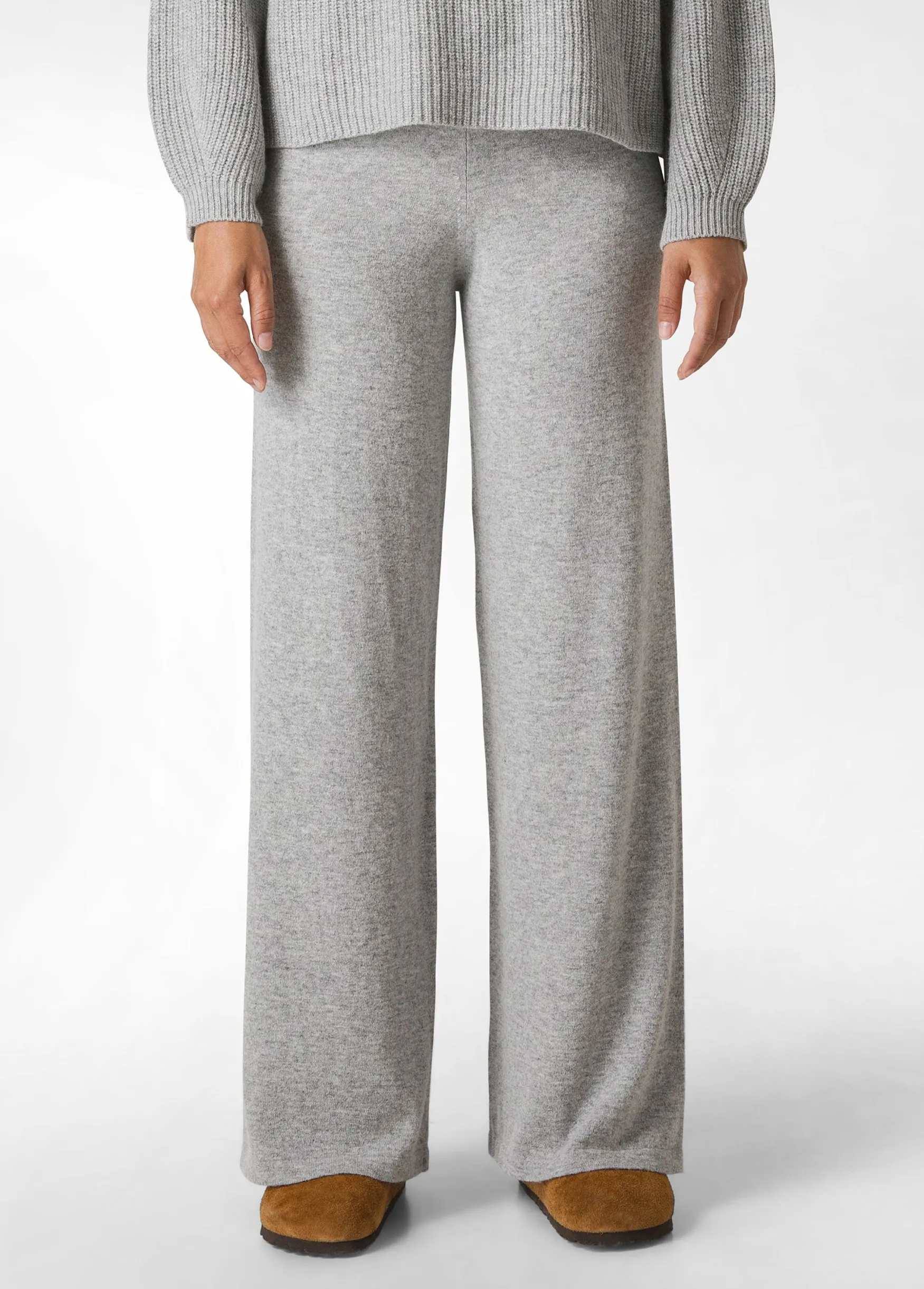 Cheap DEHA Cashmere Blend Wide Leg Pants Grey Grey Melange