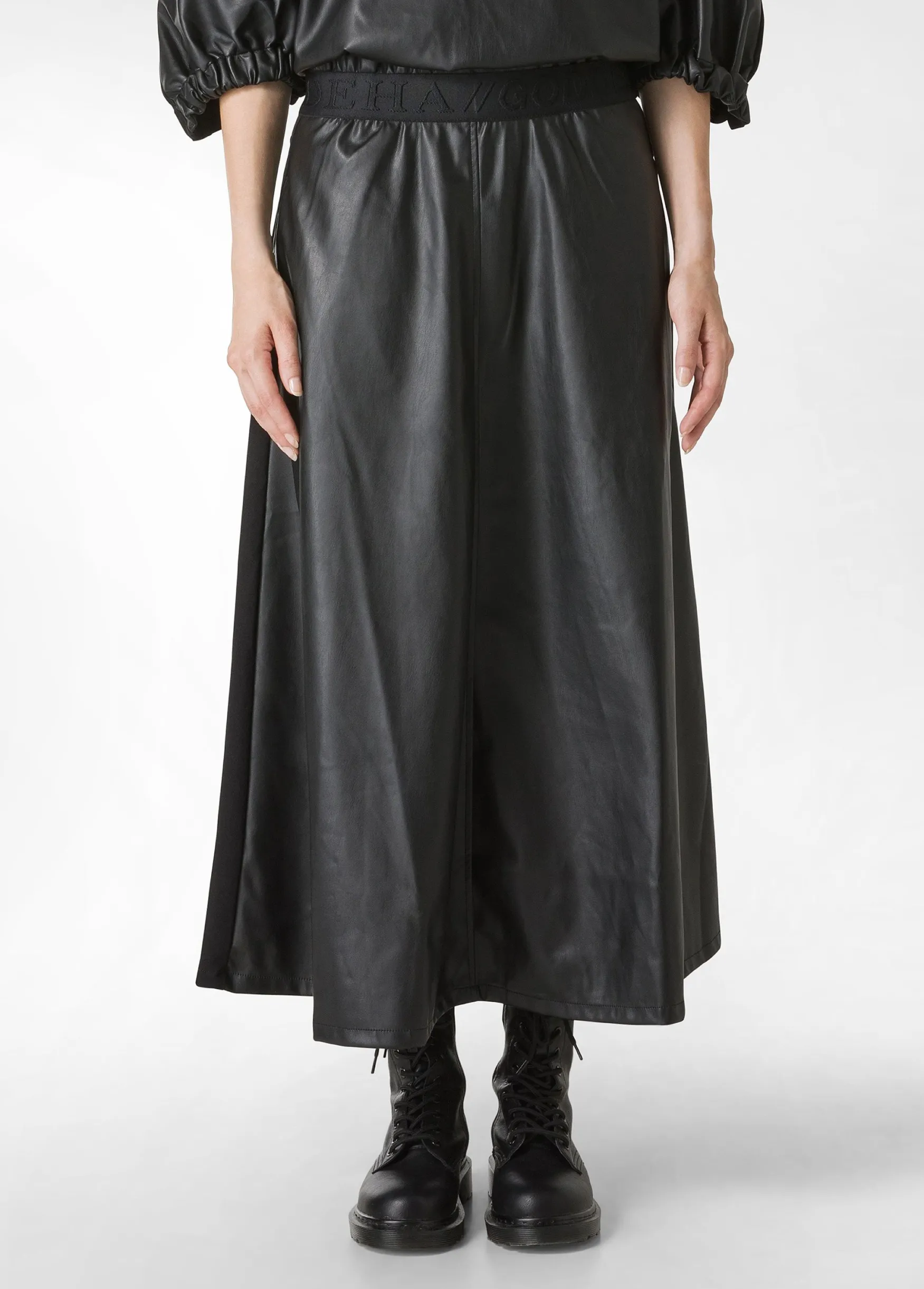 New DEHA Combined Faux Leather Skirt Black