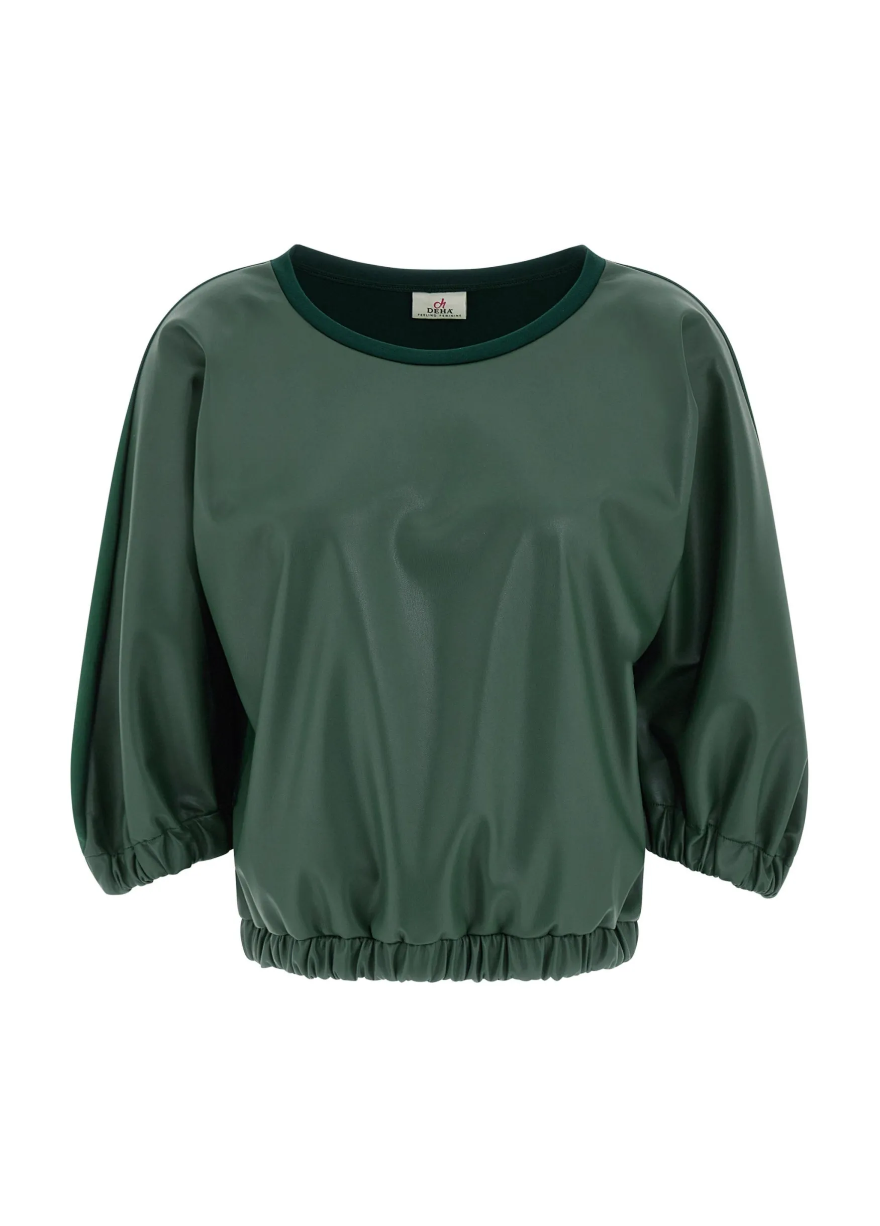 Clearance DEHA Combined Faux Leather Sweatshirt Green Forest Green