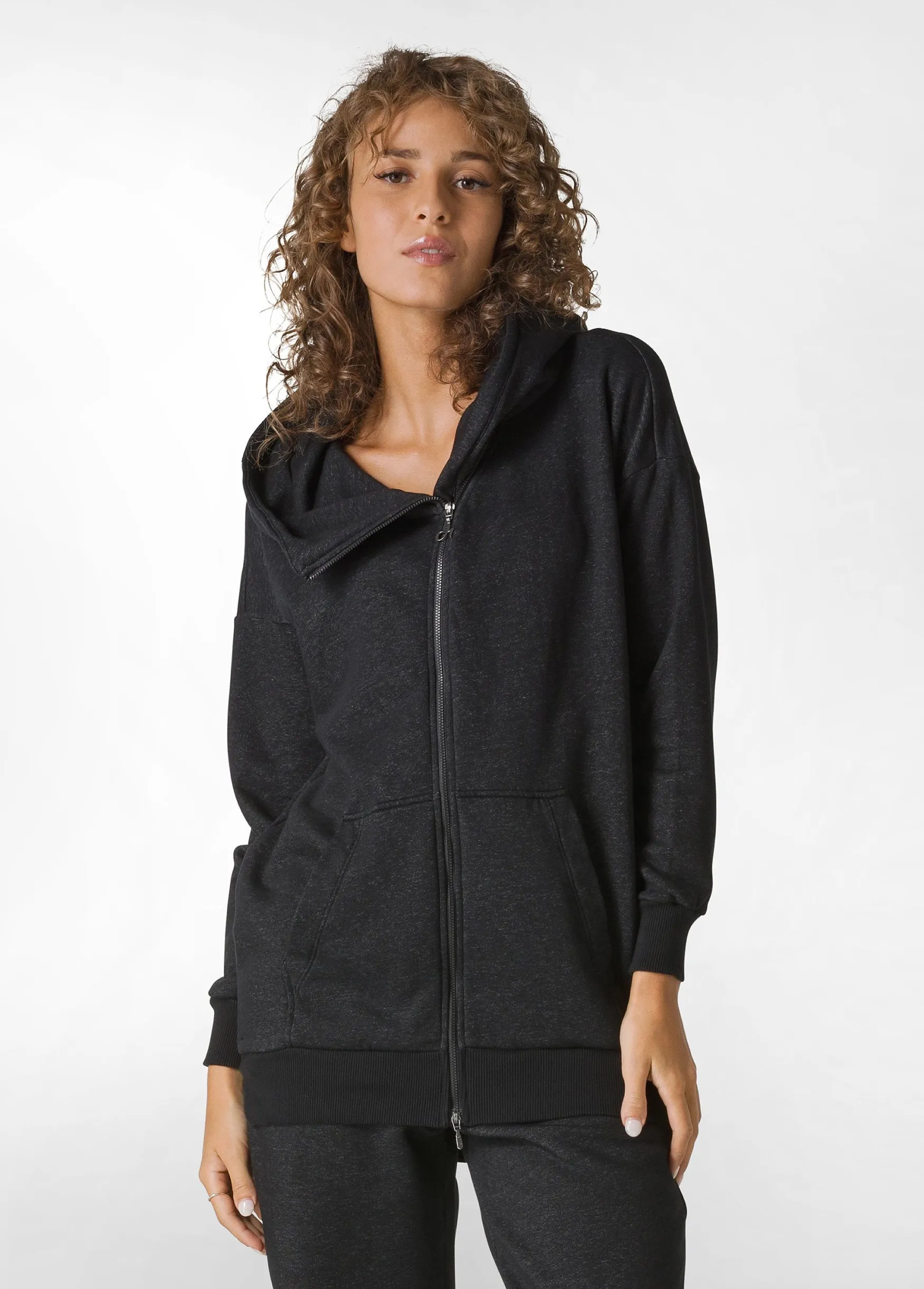 Fashion DEHA Comfort Oversize Full Zip Hoodie Black