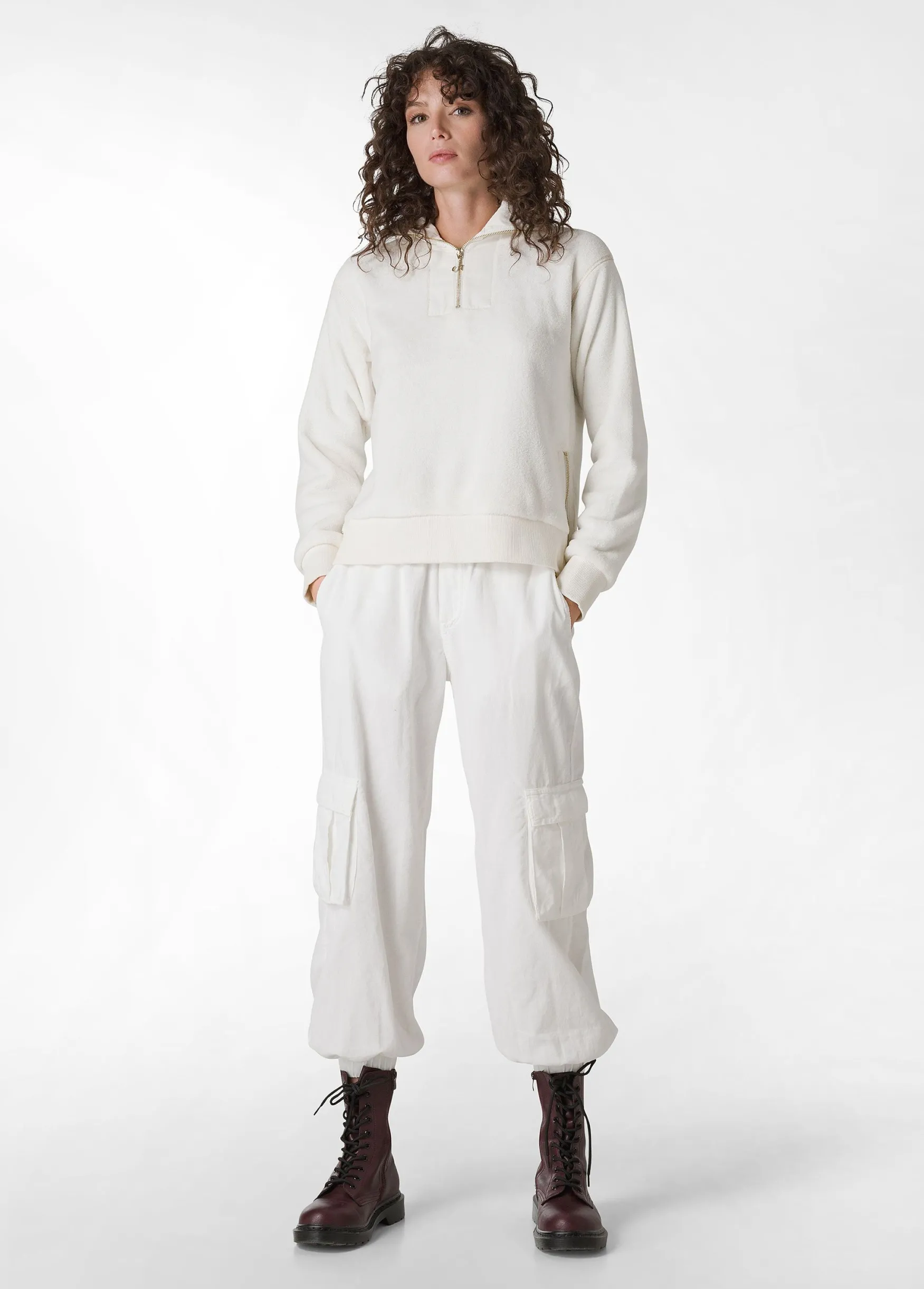 Hot DEHA Corduroy Cargo Pants White Milk White