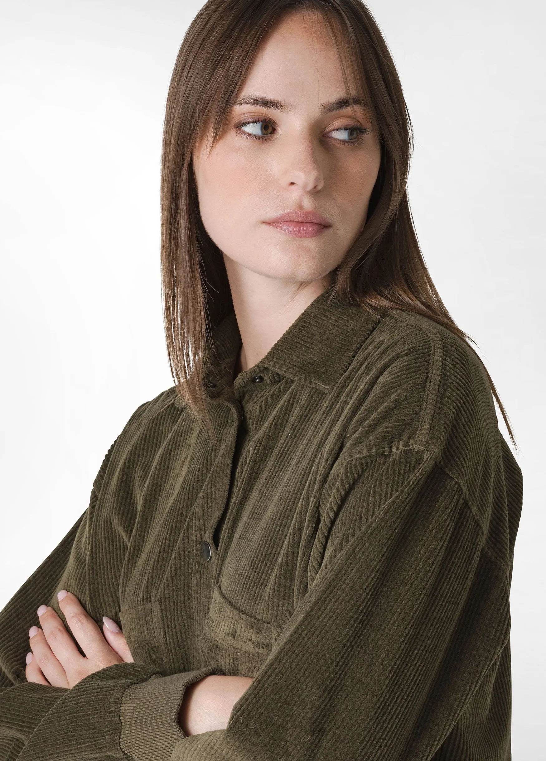 Discount DEHA Corduroy Combined Shirt Green Olive Green