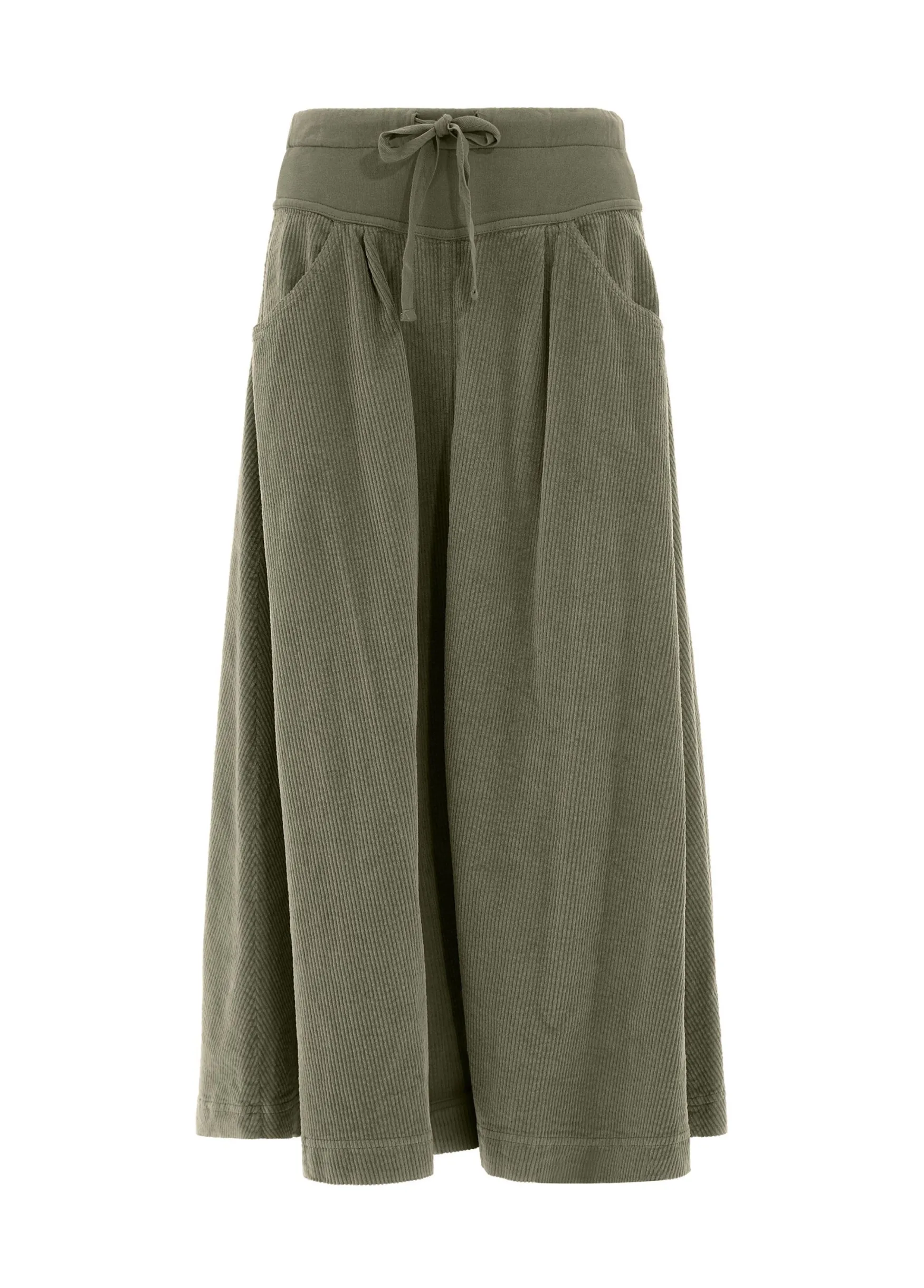 New DEHA Corduroy Long Skirt Green Olive Green