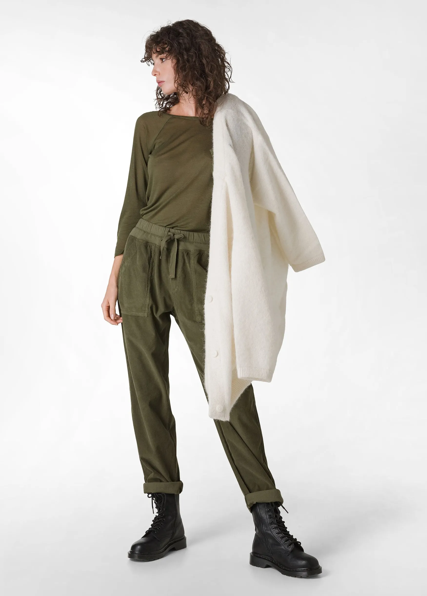 Outlet DEHA Drawstring Corduroy Pants Green Olive Green