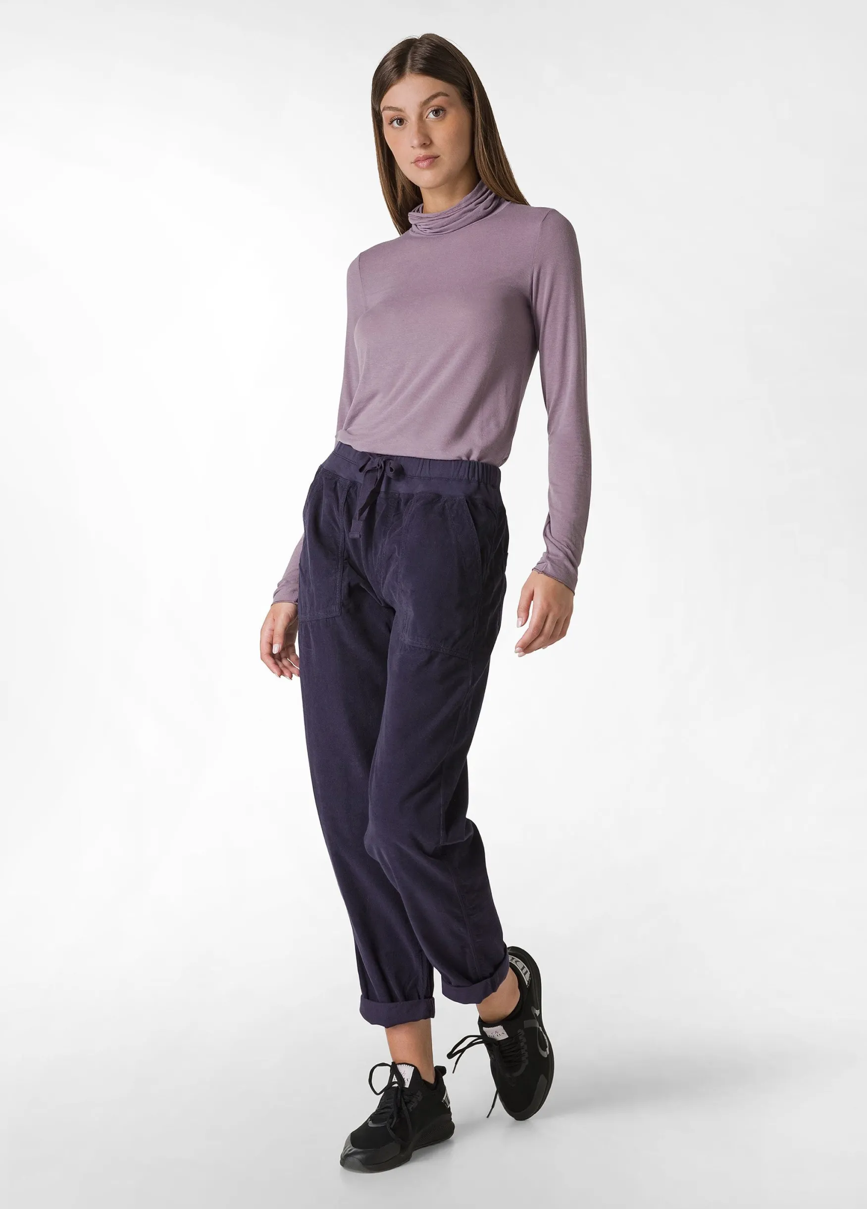 Hot DEHA Drawstring Corduroy Pants Purple Aubergine Violet