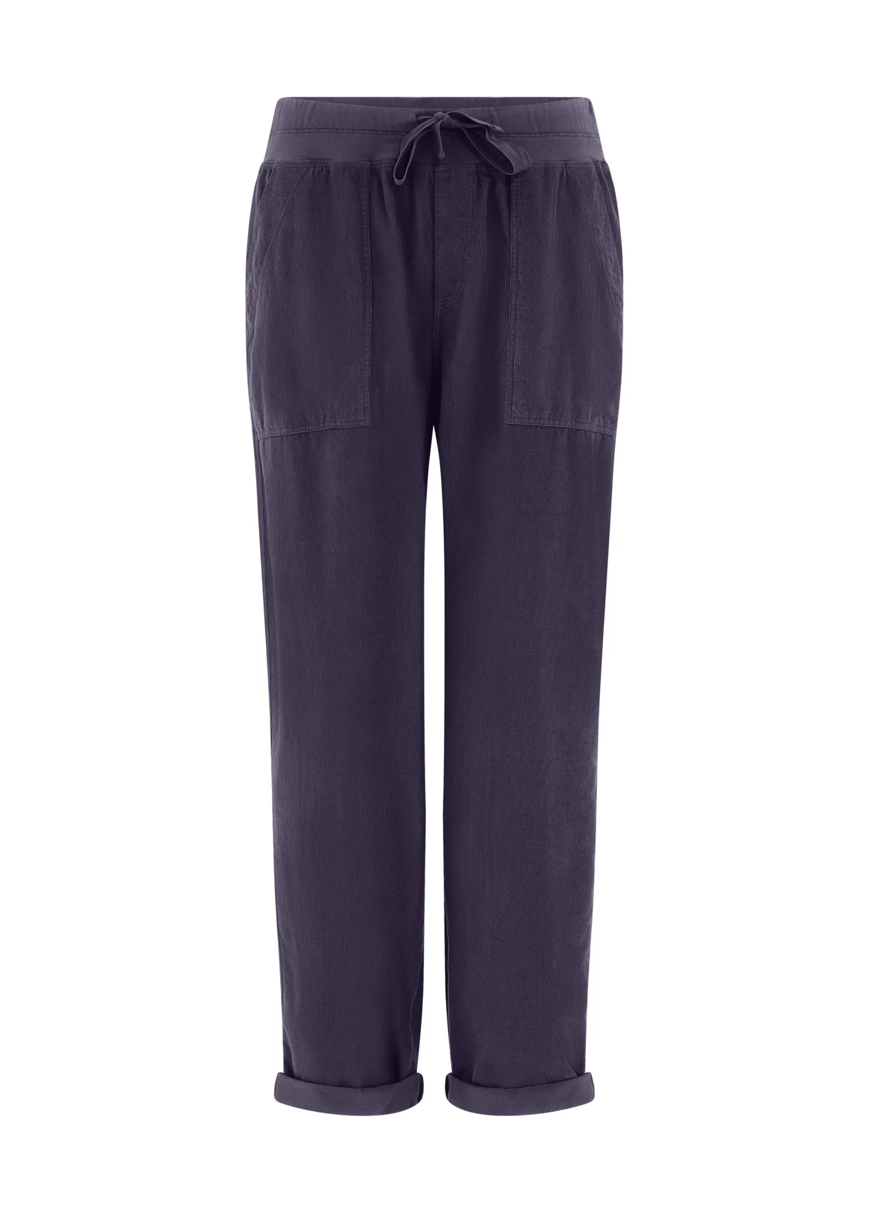 Hot DEHA Drawstring Corduroy Pants Purple Aubergine Violet