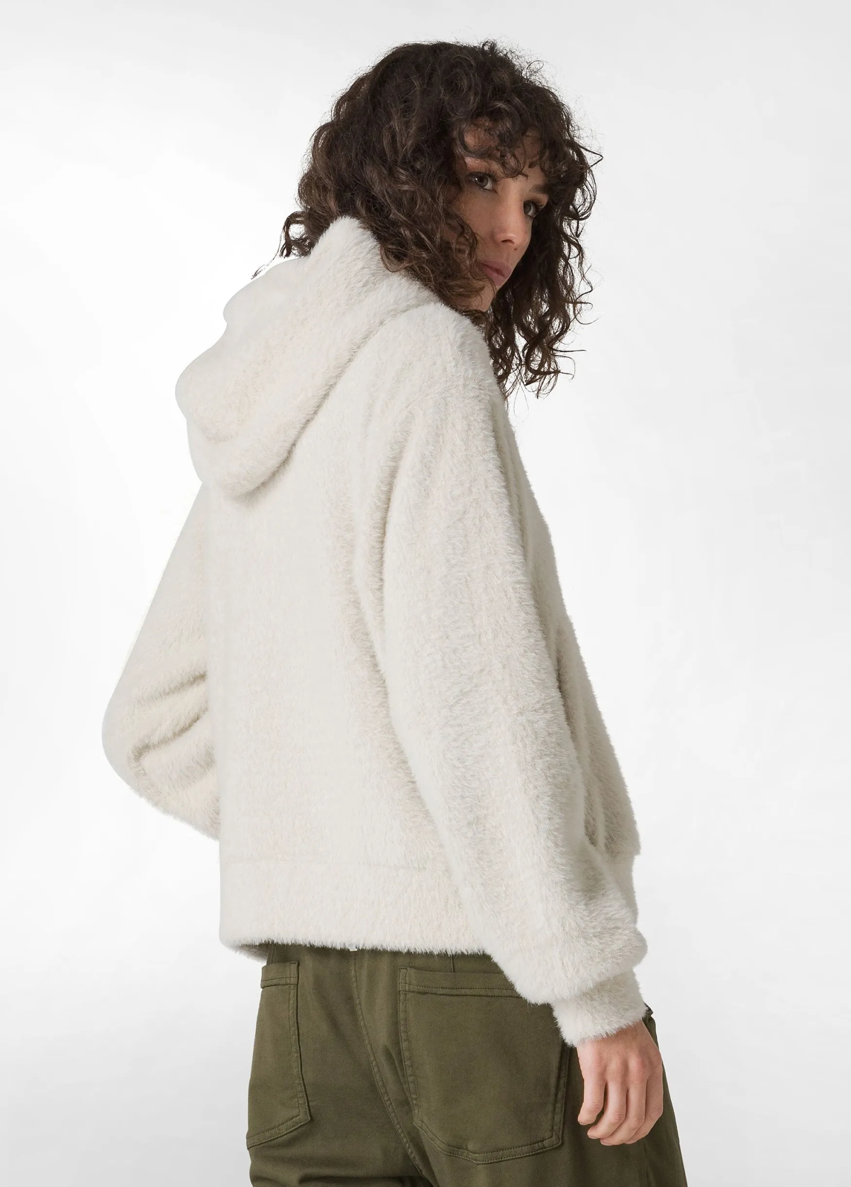 Shop DEHA Fluffy Hoodie White Milk White