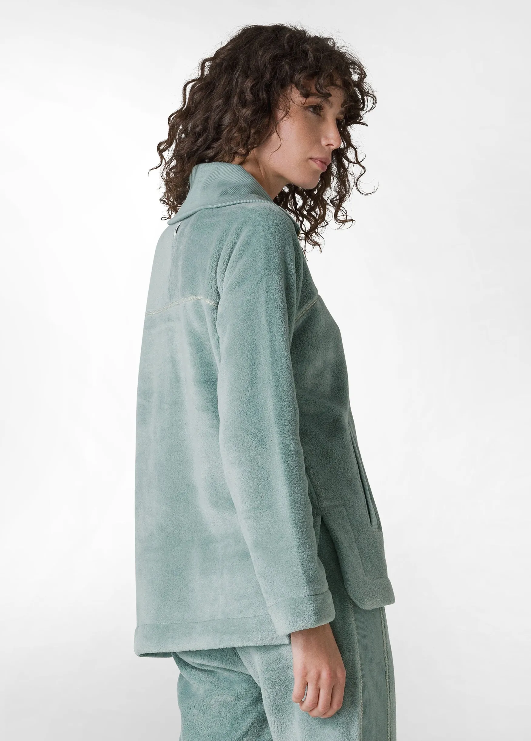 Outlet DEHA Fluffy Polar Jacket Green Sage Green