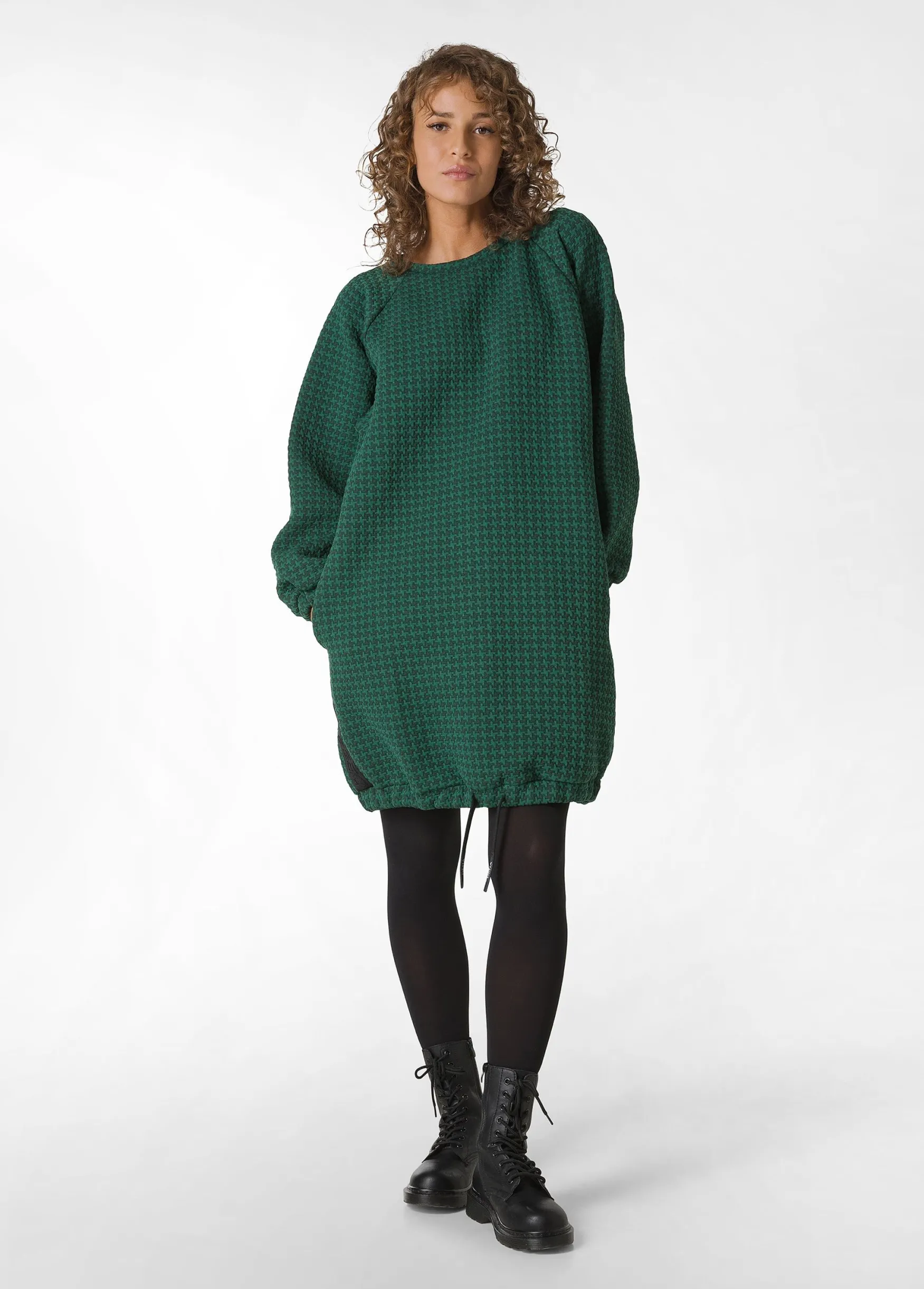 Sale DEHA Houndstooth Oversize Sweatshirt Green Forest Green