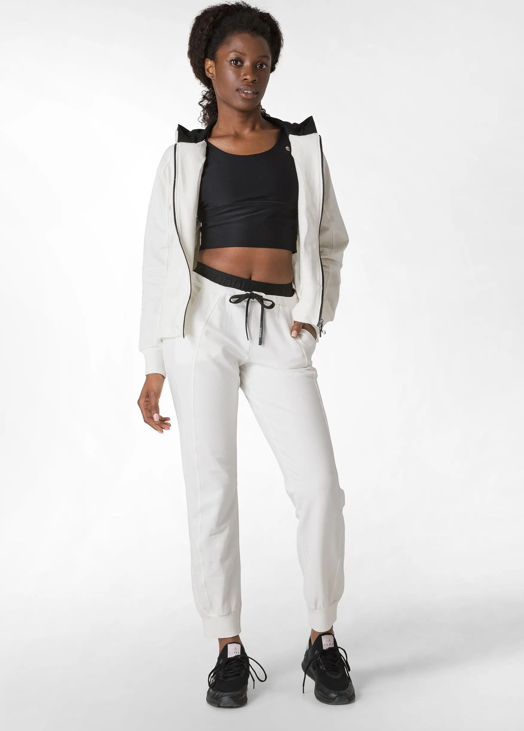 Fashion DEHA Logo Taping Jogger Pants White Milk White