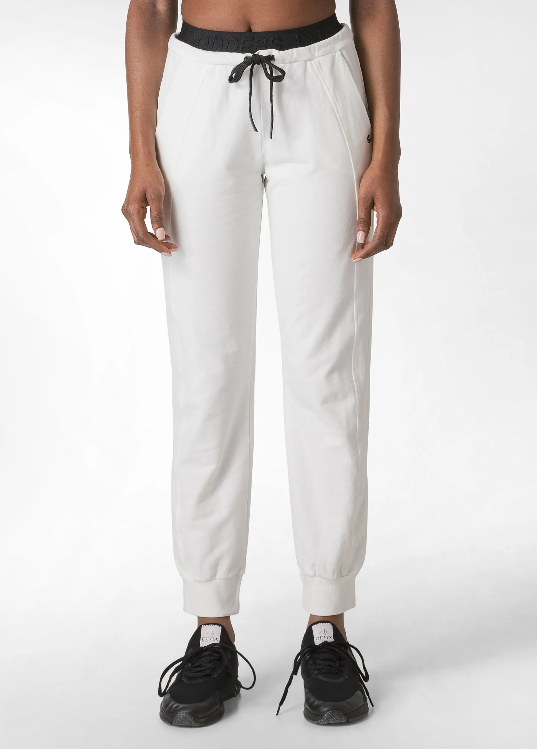 Fashion DEHA Logo Taping Jogger Pants White Milk White