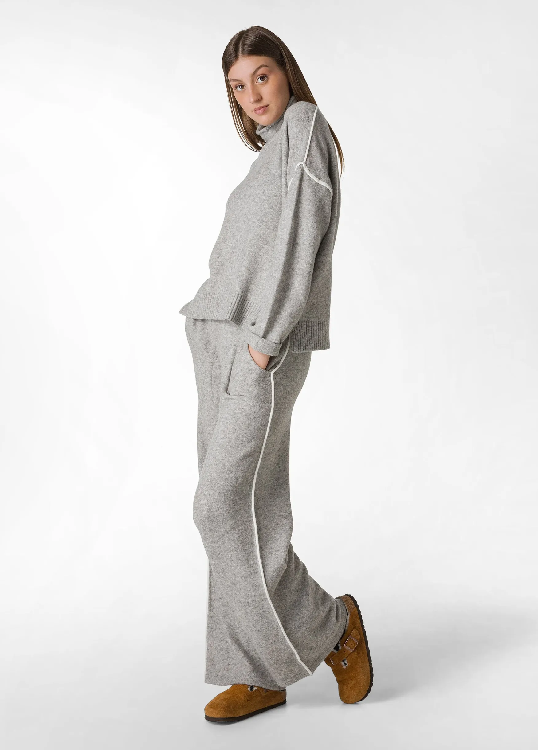 Shop DEHA Lounge Loose Sweater Grey Grey Melange