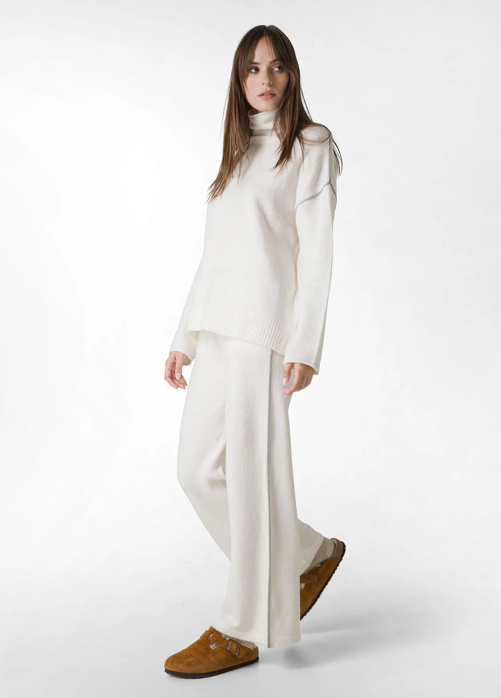 Online DEHA Lounge Wide Leg Knitted Pants White Milk White