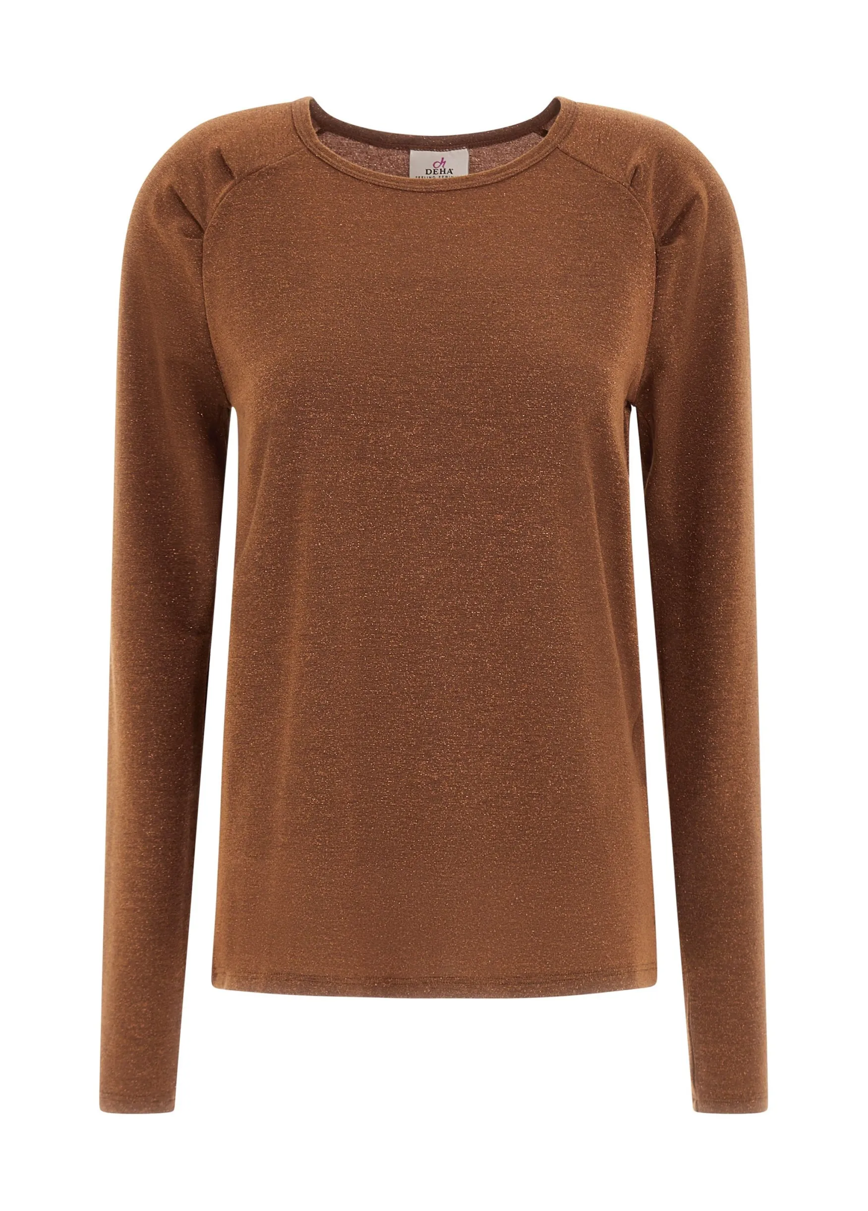 Clearance DEHA Lurex Long Sleeves T-Shirt Brown Bronzo