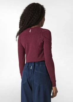 New DEHA Lurex Long Sleeves T-Shirt Red Bordeaux