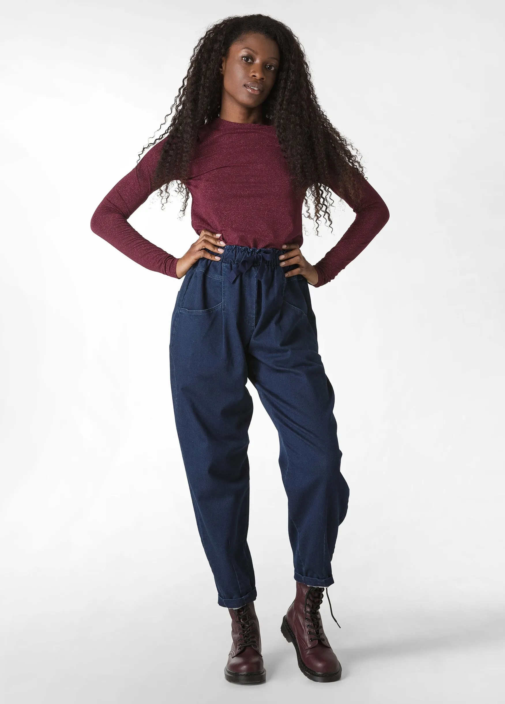 New DEHA Lurex Long Sleeves T-Shirt Red Bordeaux