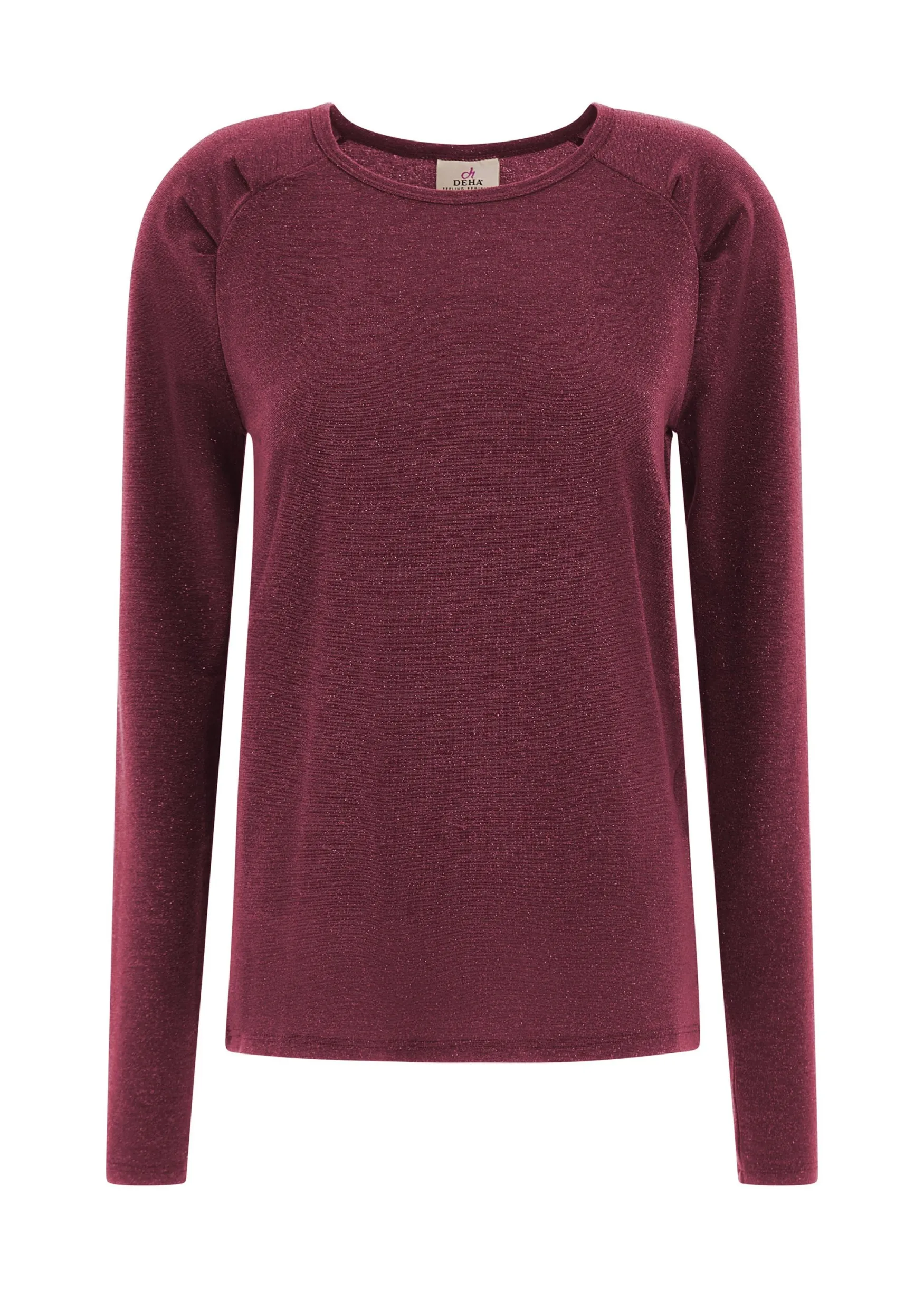New DEHA Lurex Long Sleeves T-Shirt Red Bordeaux