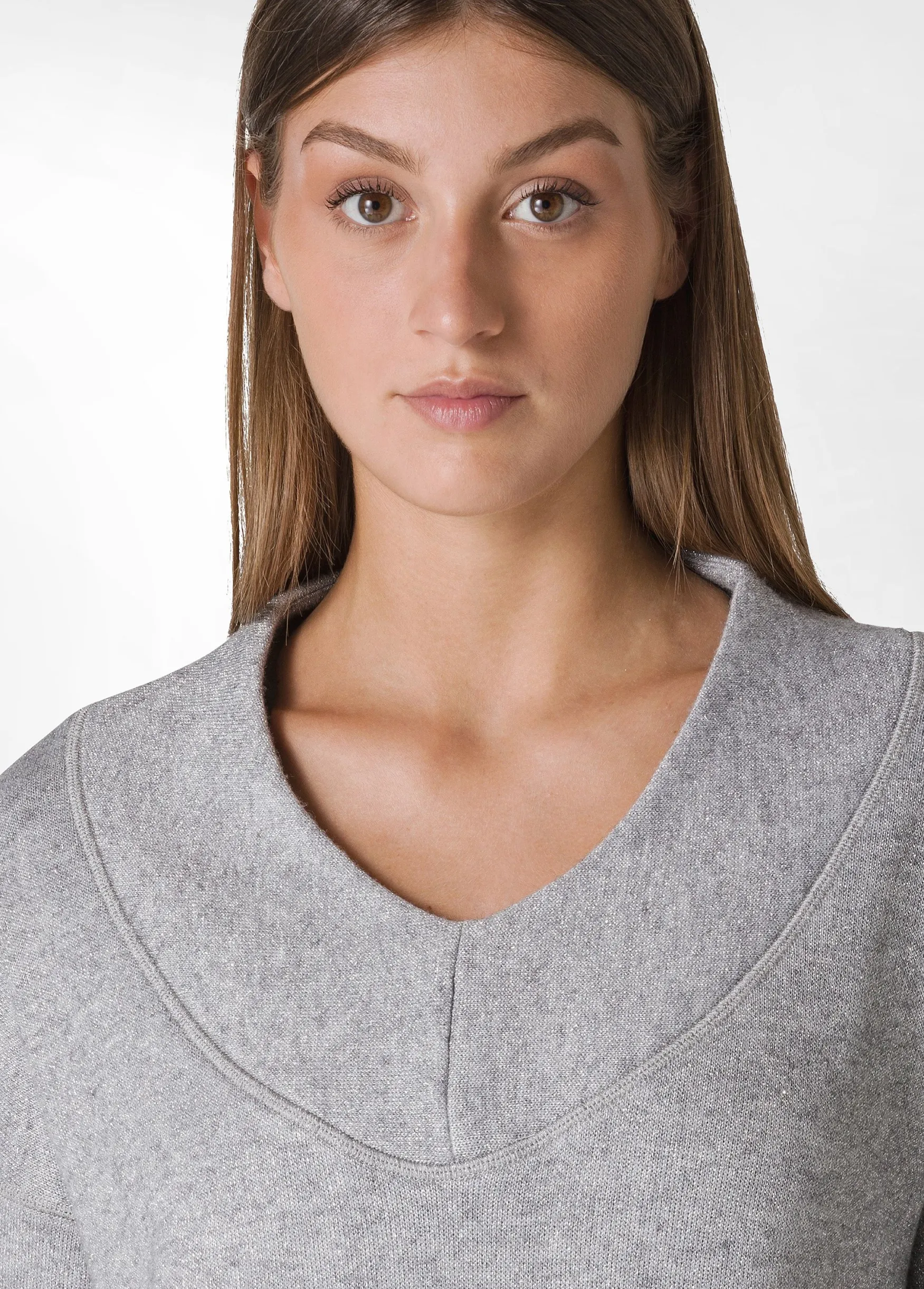 Shop DEHA Lurex Sweatshirt Grey Grey Melange