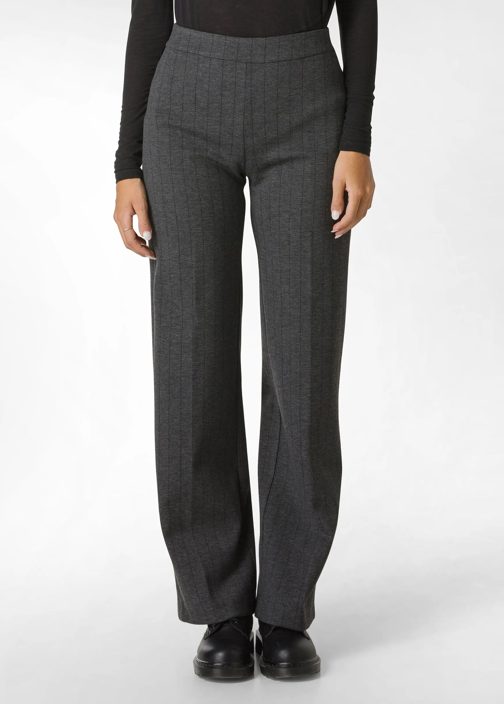 New DEHA Pinstriped Wide Leg Pants Grey Dark Grey Mel