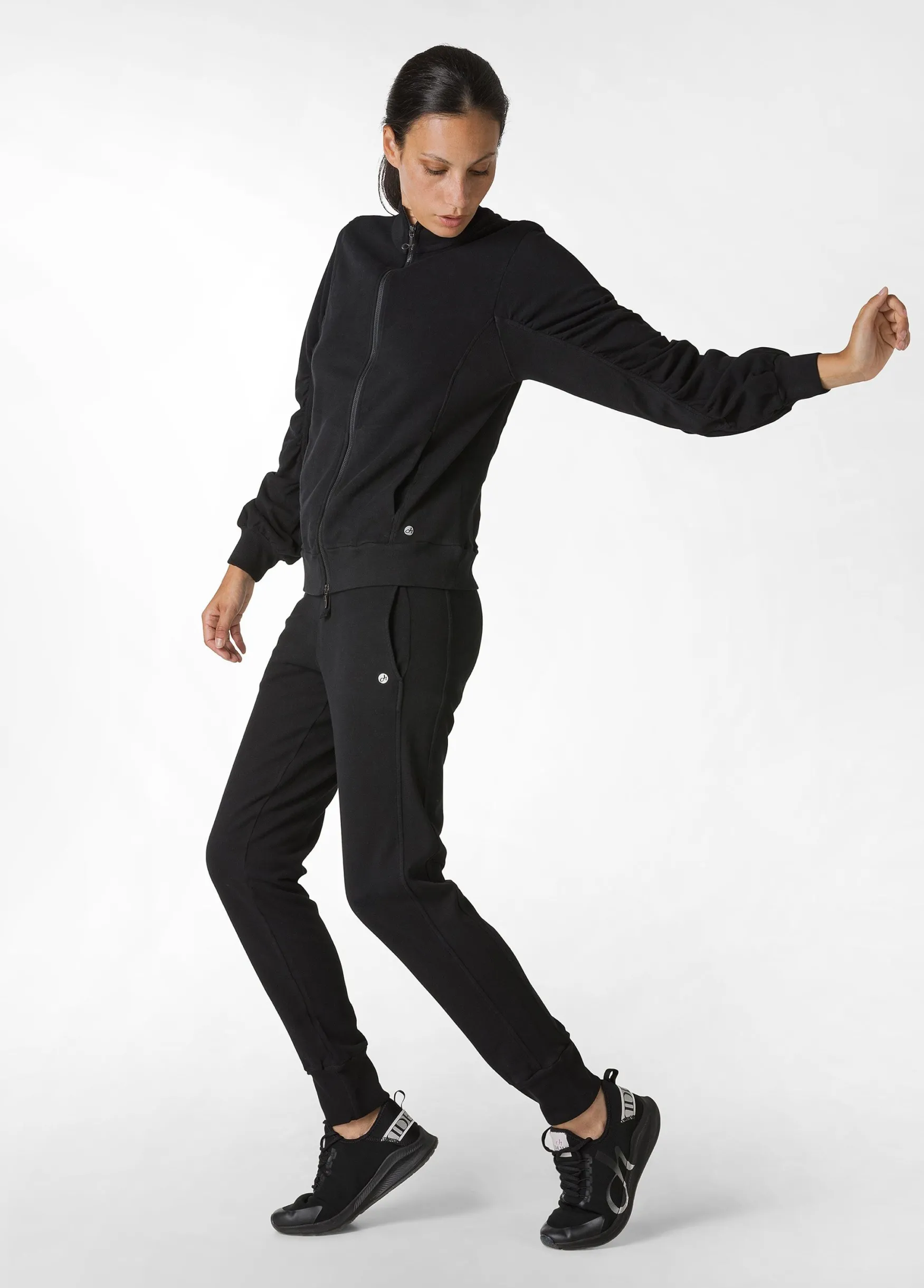 New DEHA Ribbed Trims Full Zip Sweatshirt Black