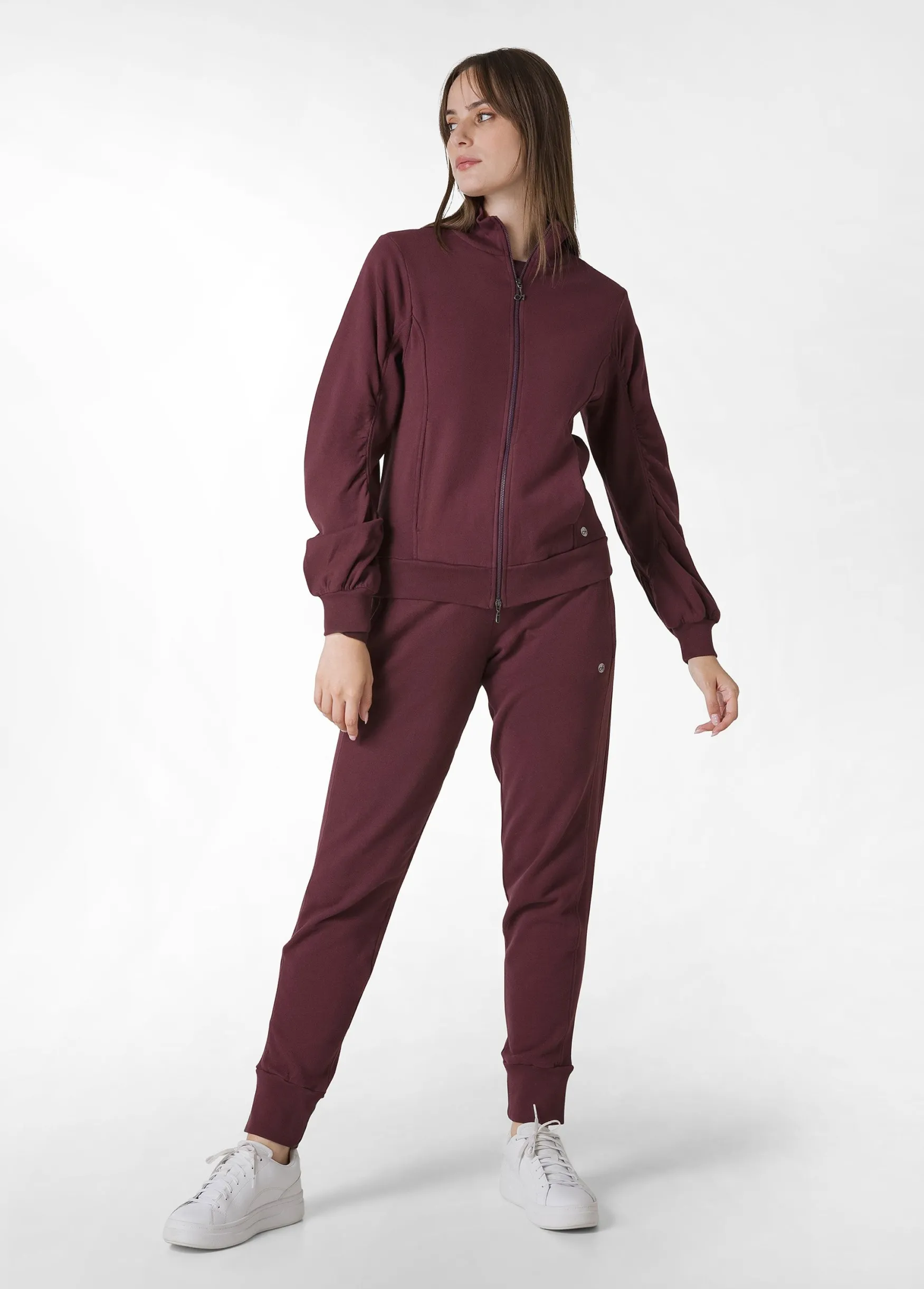 New DEHA Ribbed Trims Sweatpants Red Tibetan Red