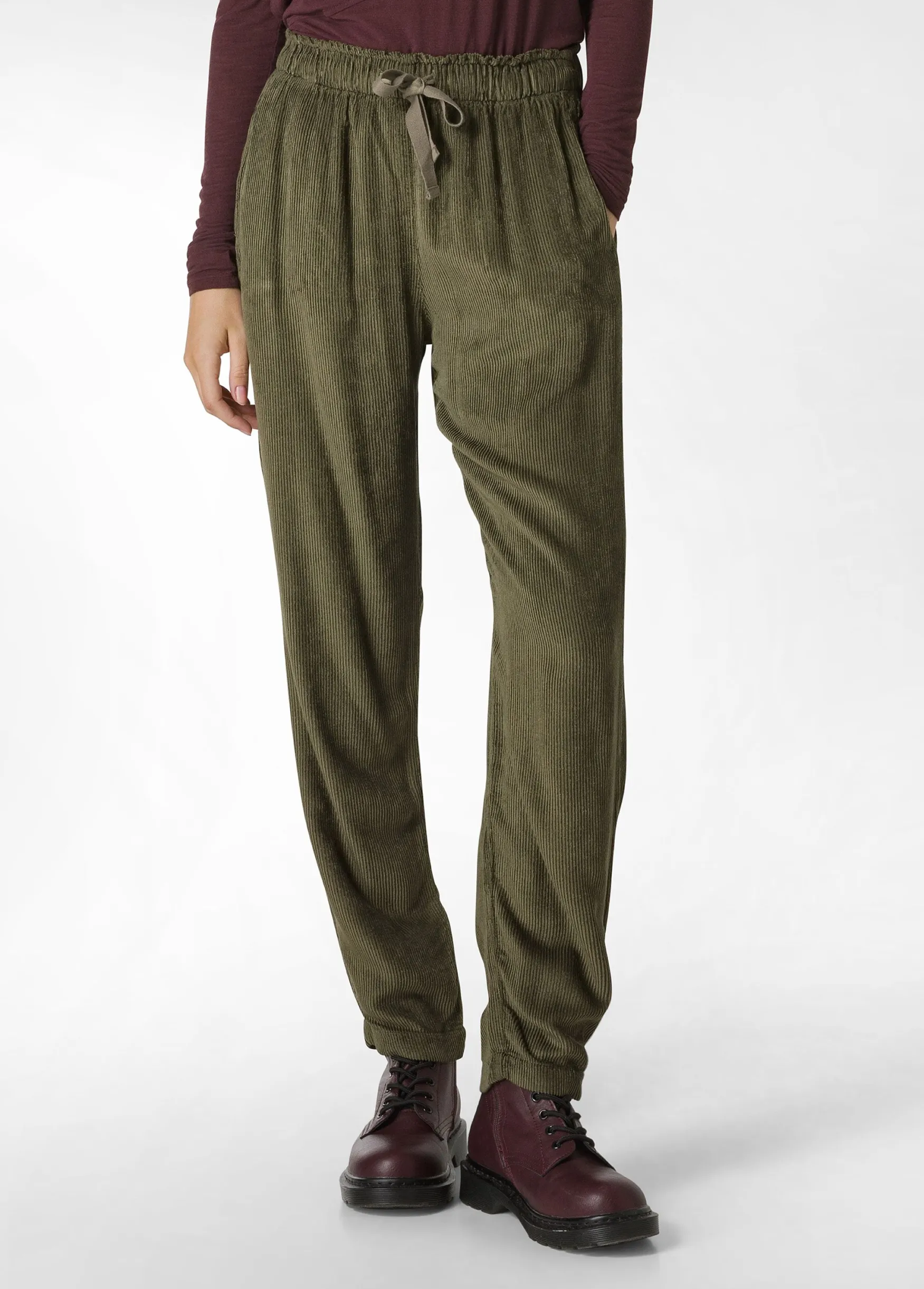 Fashion DEHA Soft Velvety Corduroy Pants Green Olive Green