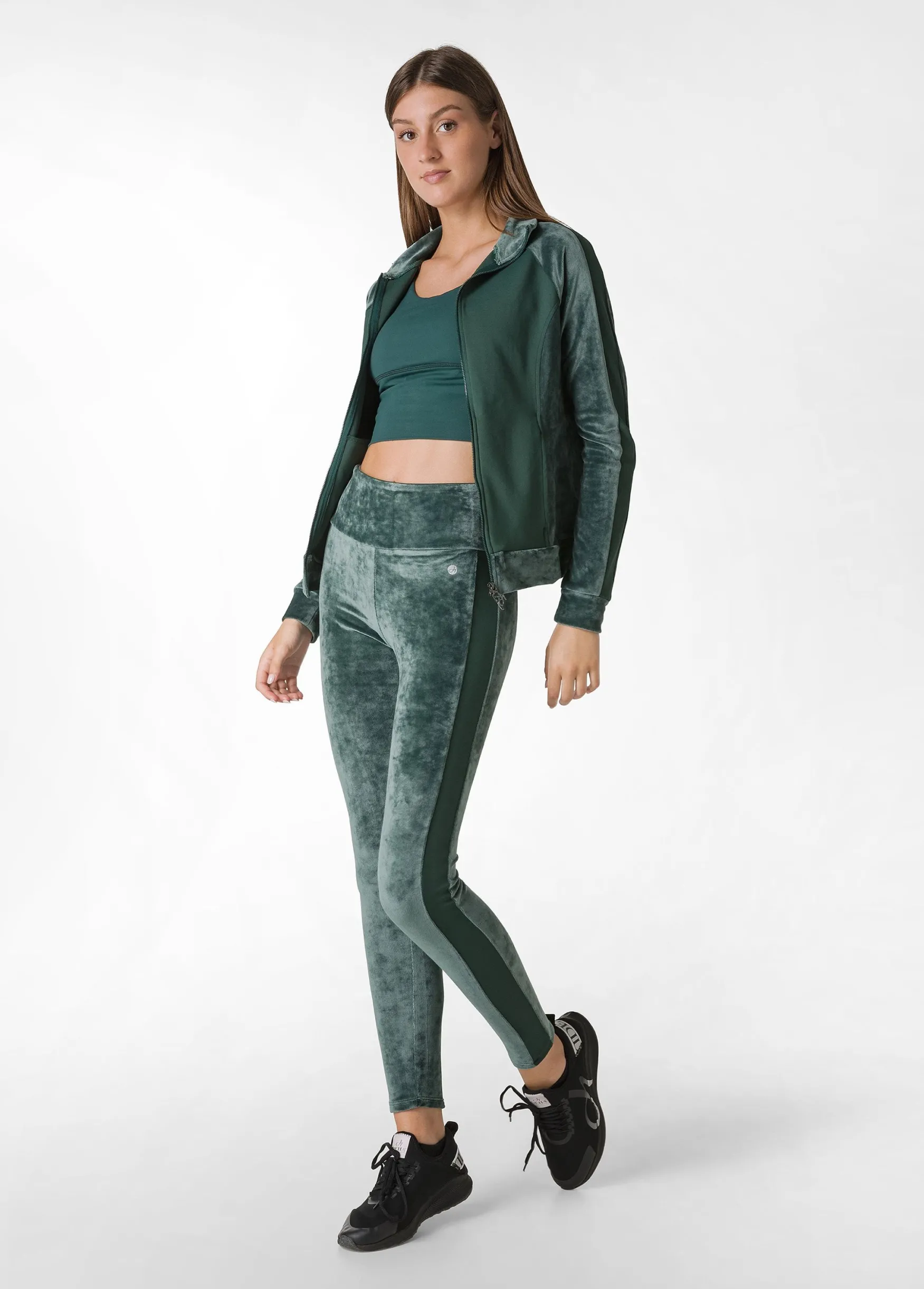 Best Sale DEHA Stretch Velvet Full Zip Sweatshirt Green Forest Green