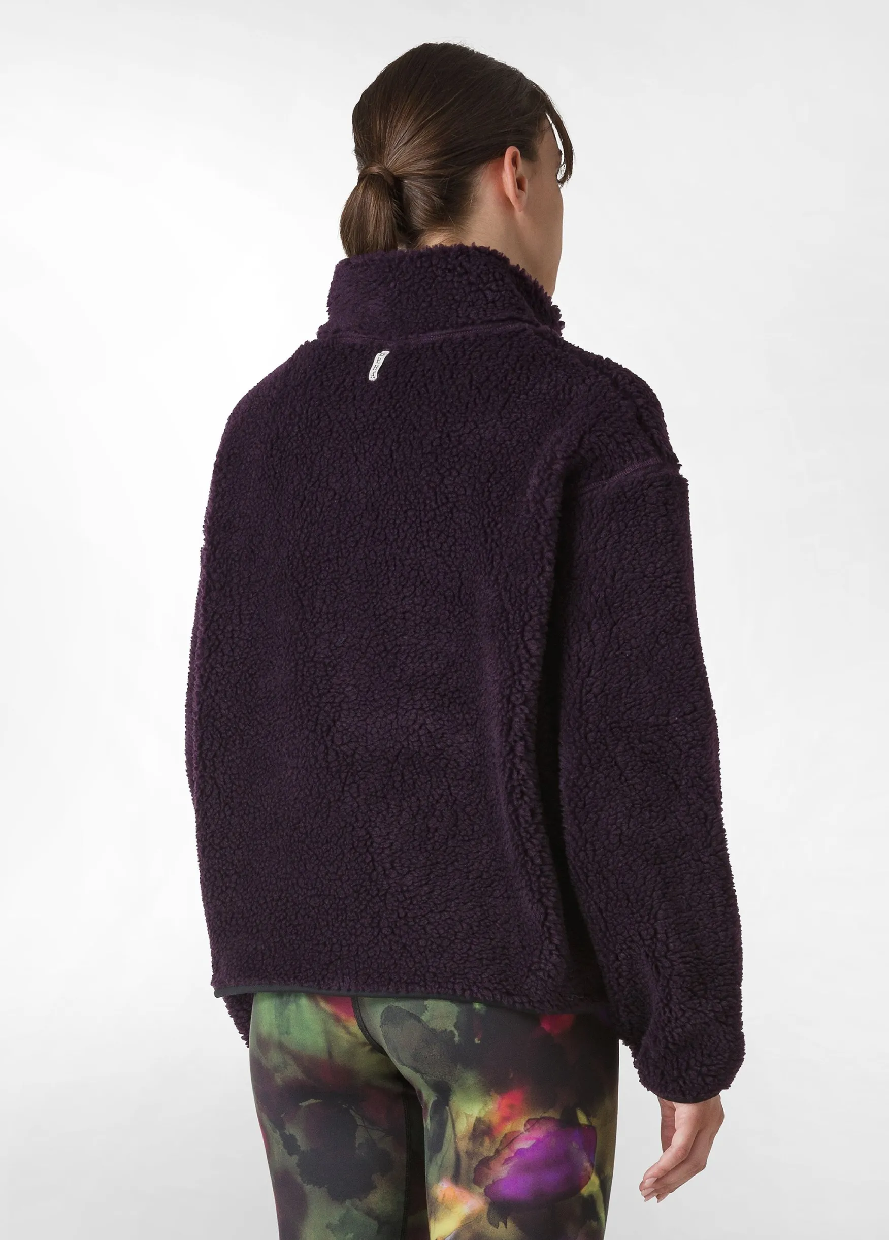 Discount DEHA Teddy Half Zip Sweatshirt Purple Aubergine Violet