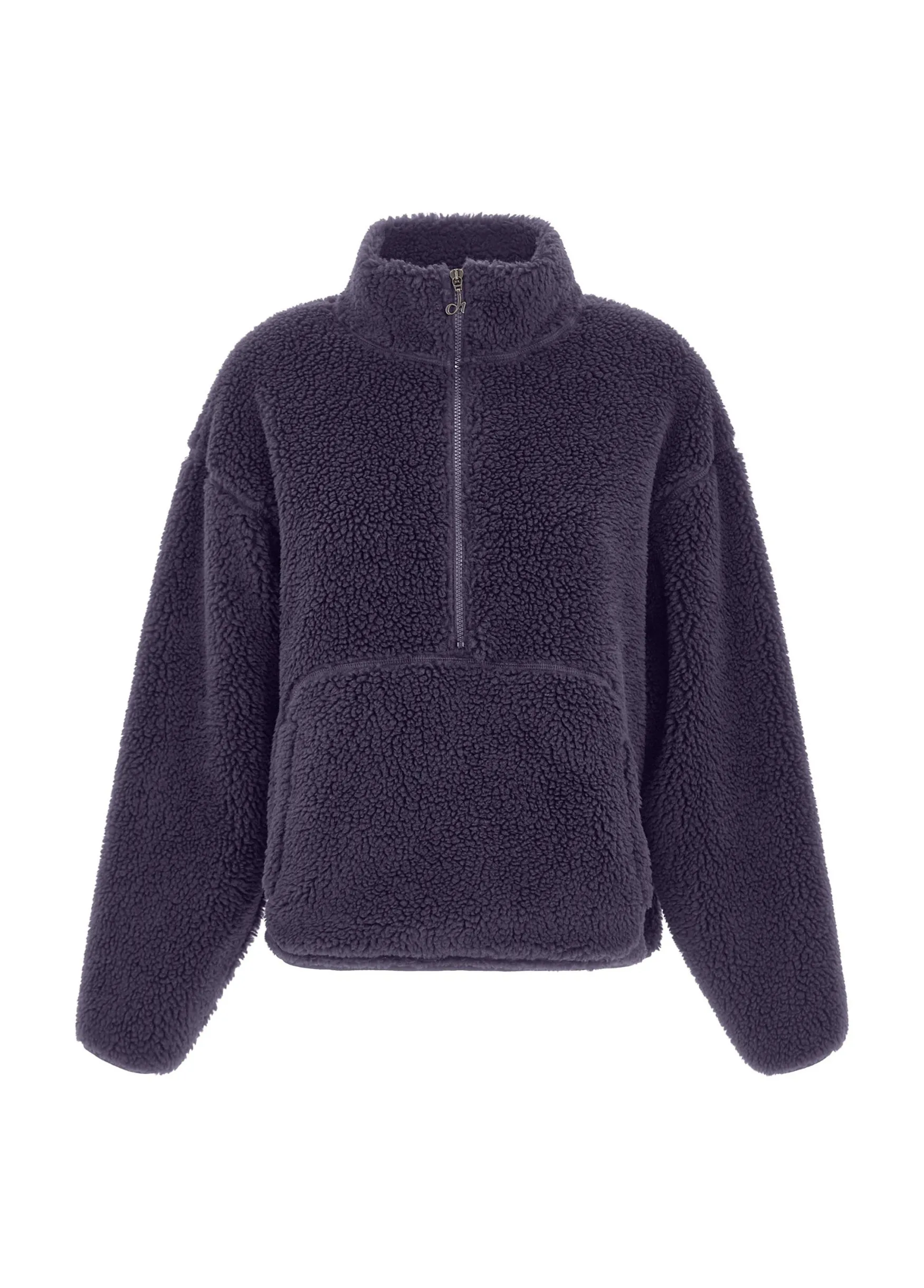 Discount DEHA Teddy Half Zip Sweatshirt Purple Aubergine Violet