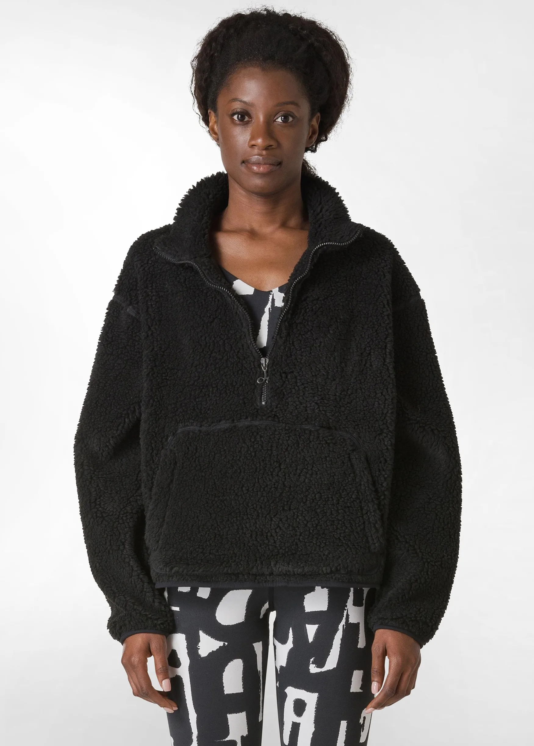 Cheap DEHA Teddy Half Zip Sweatshirt Black