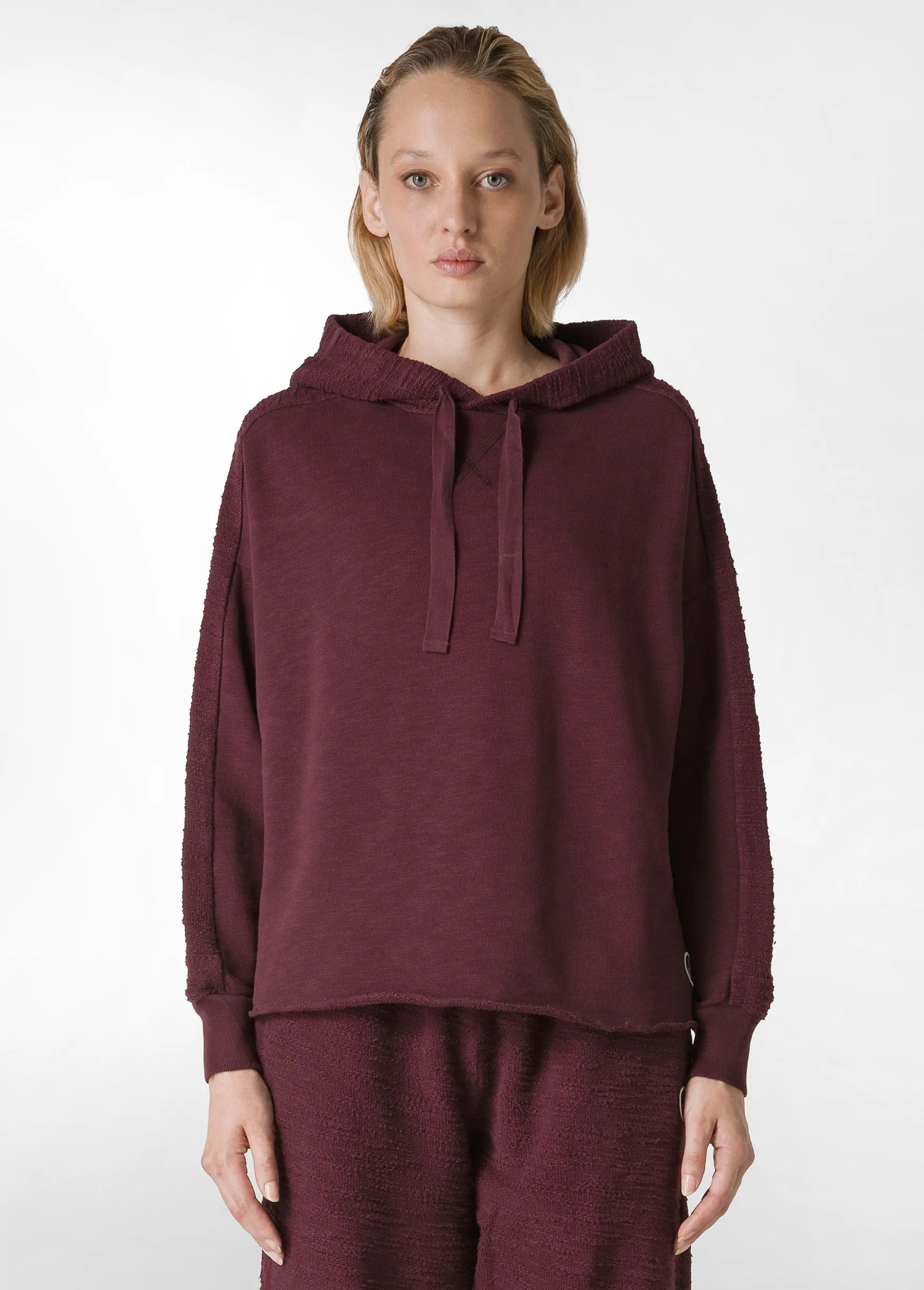Clearance DEHA Textured Crop Hoodie Red Tibetan Red