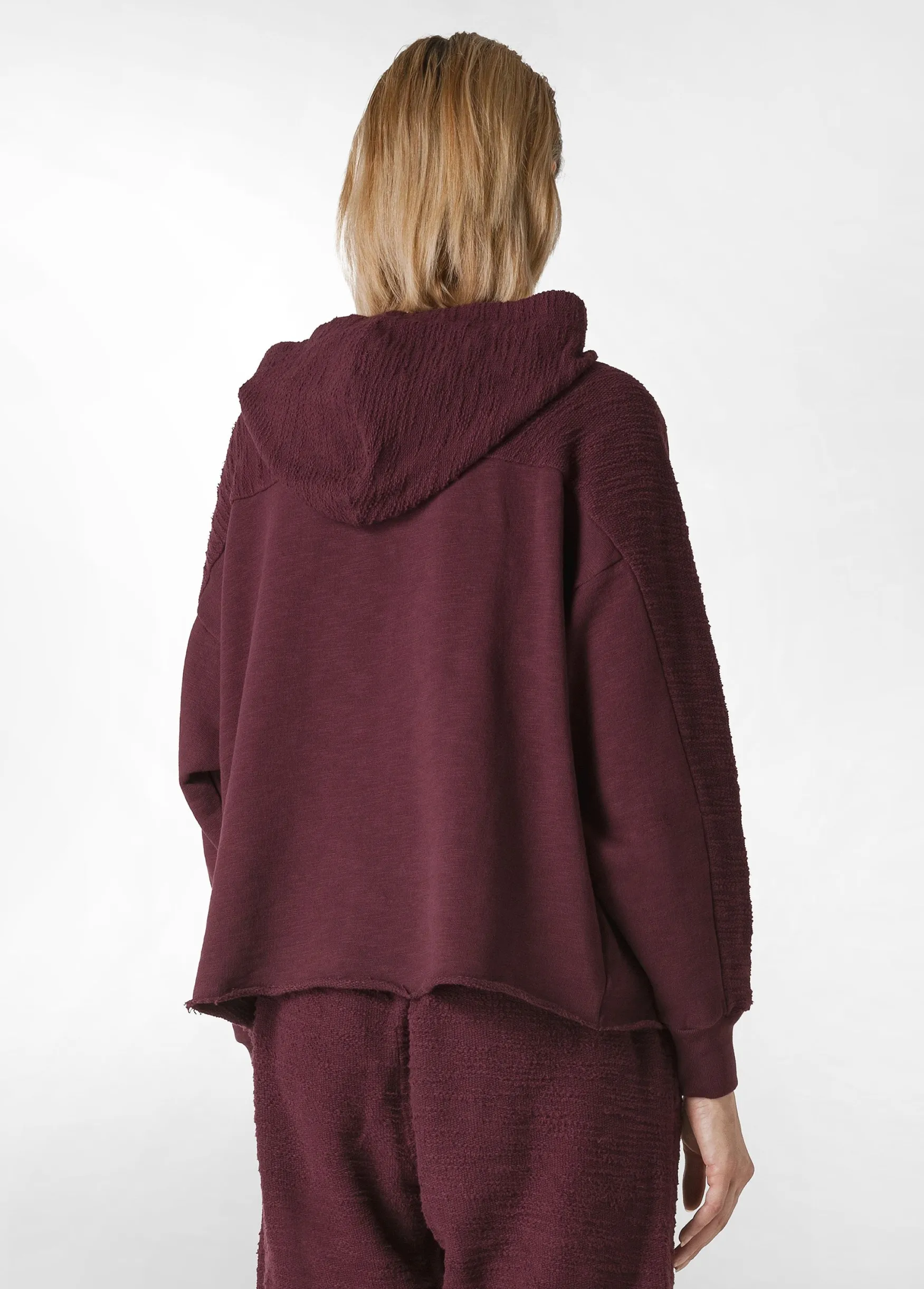 Clearance DEHA Textured Crop Hoodie Red Tibetan Red