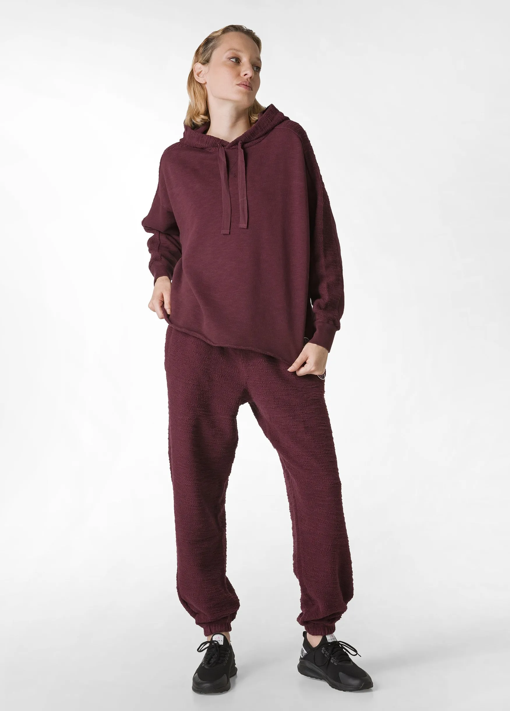 Clearance DEHA Textured Crop Hoodie Red Tibetan Red