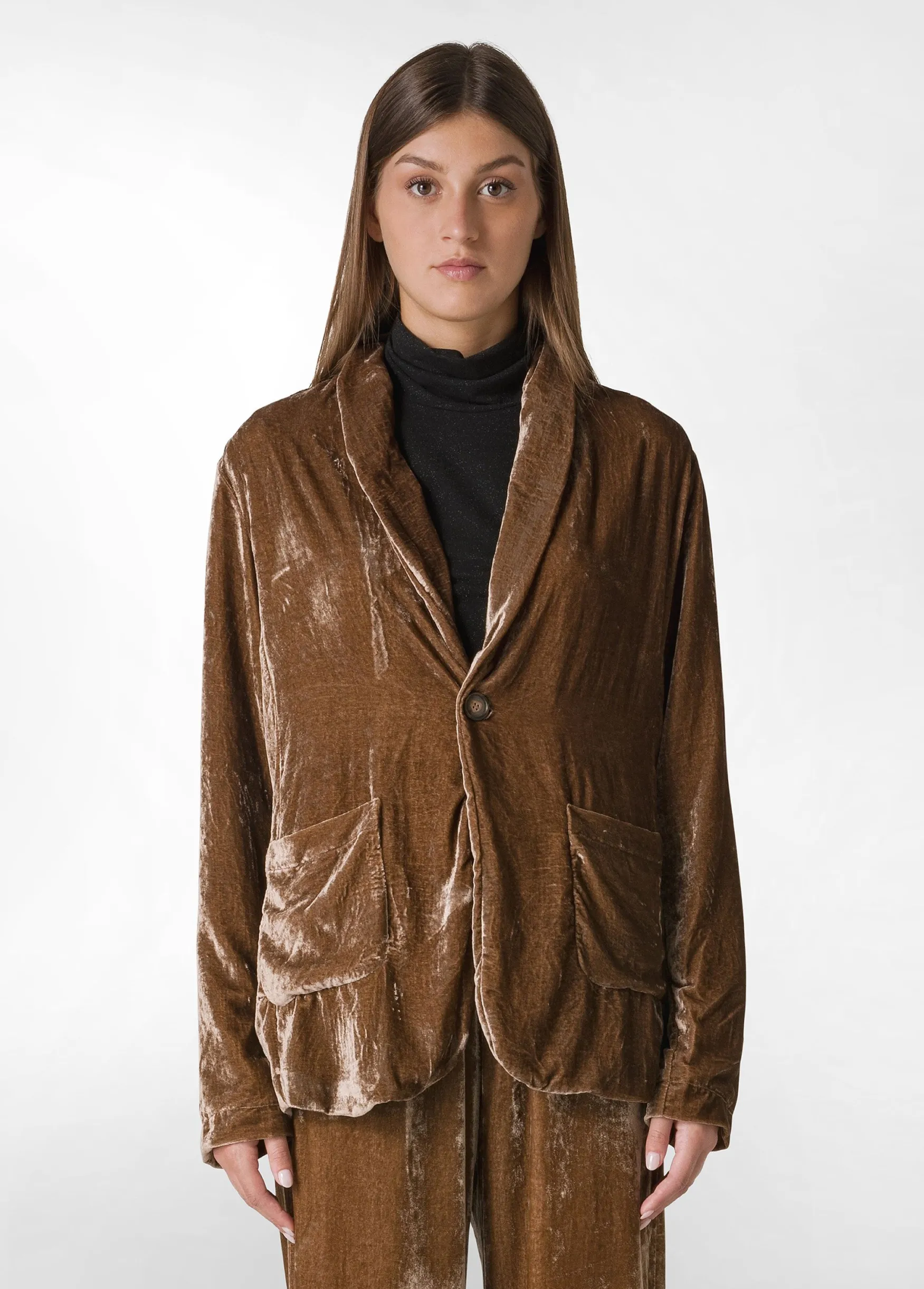Fashion DEHA Velvet Blazer Brown Biscuit Brown