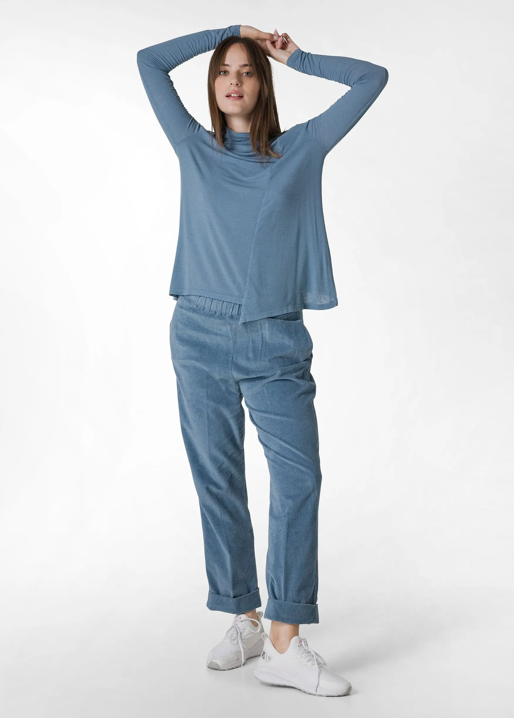 Outlet DEHA Wooly High Neck T-Shirt Blue Midblue