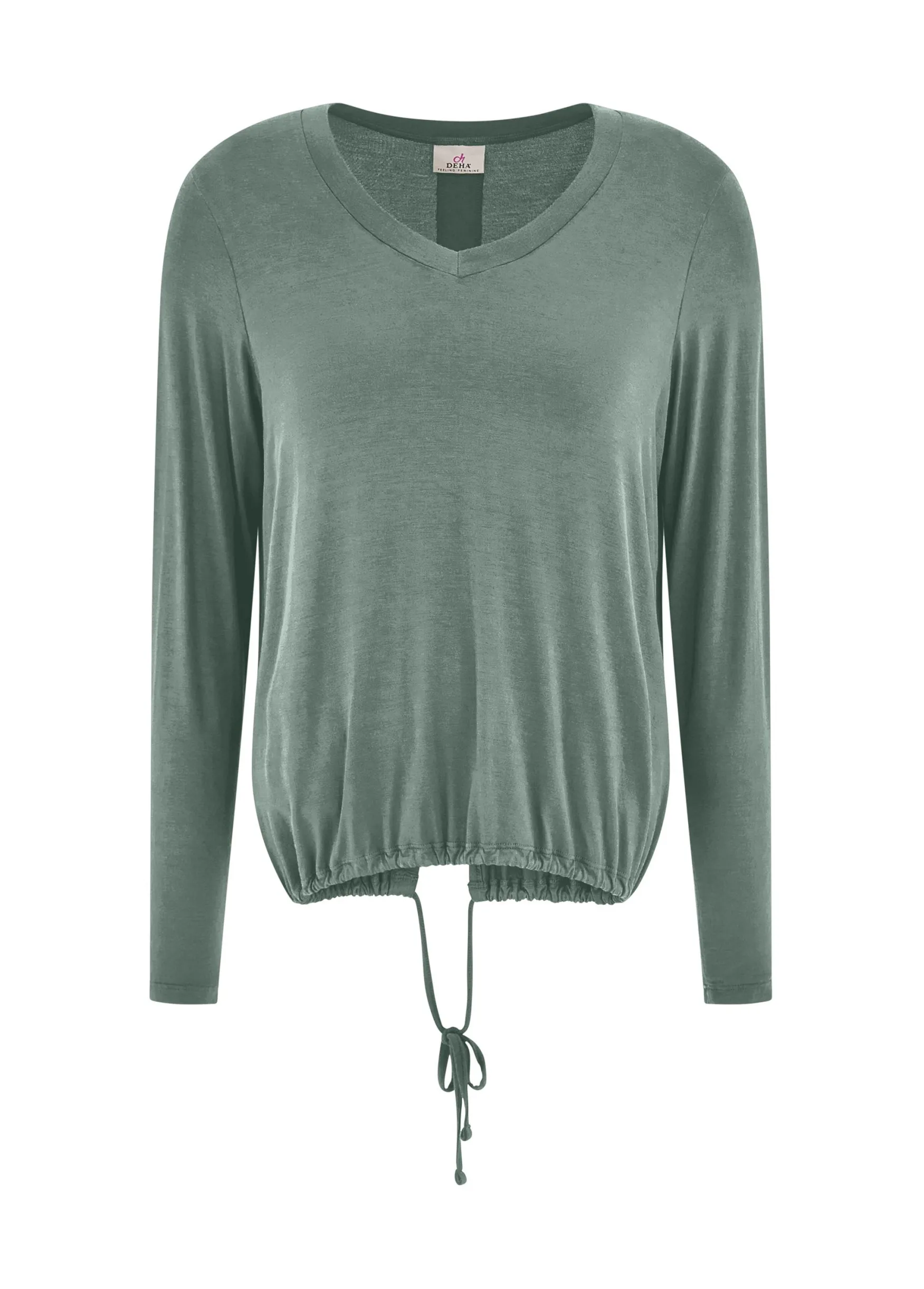Shop DEHA Yoga Long Sleeve Viscose Top Green Sage Green